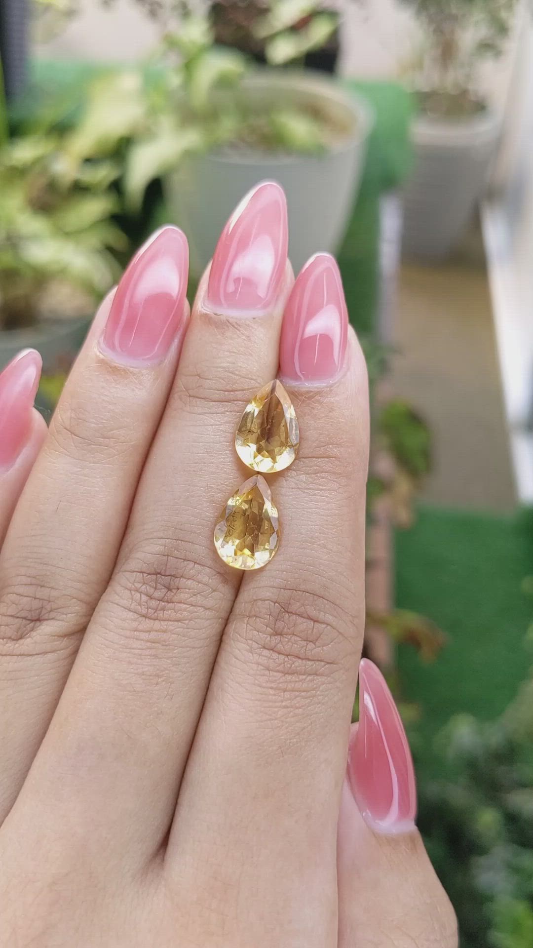 4.28 Ct.Tw.Total Carat Weight Citrine Pair from Brazil Size Video