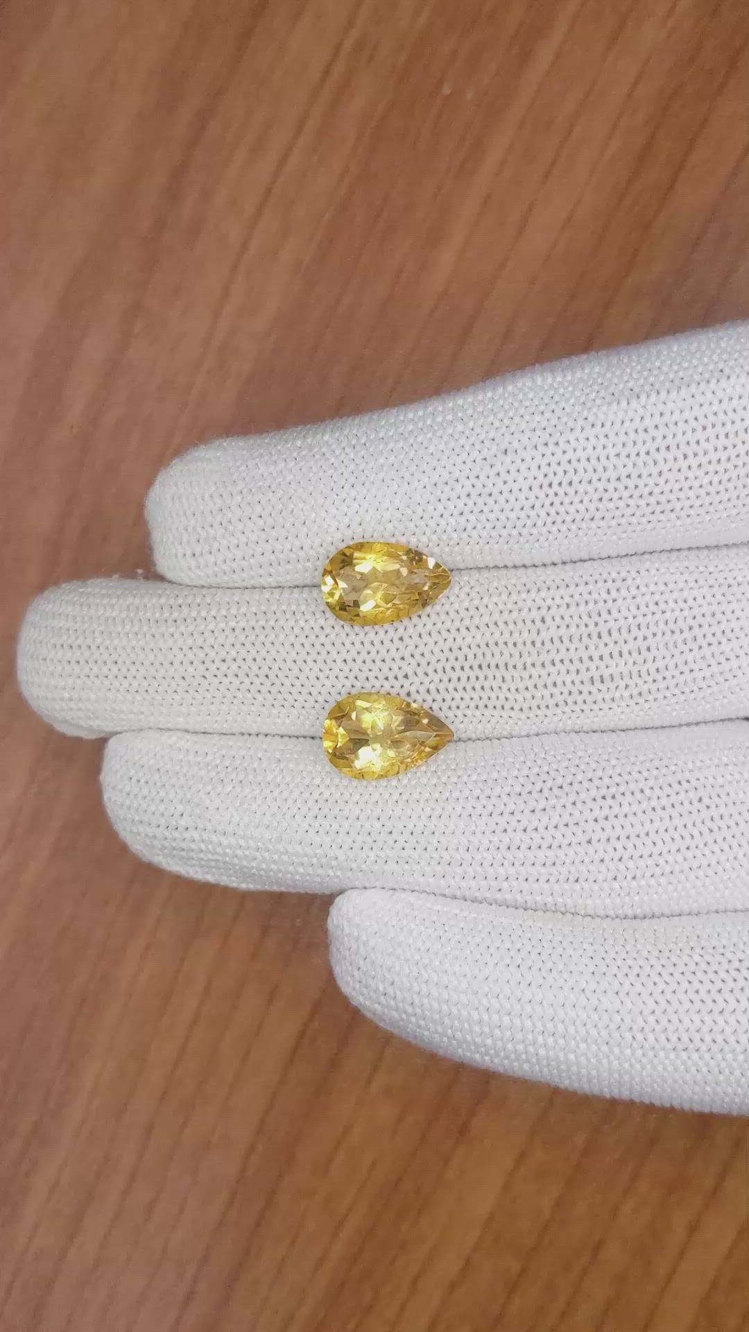 5.92 Ct.Tw.Total Carat Weight Citrine Pair from Brazil Size Video