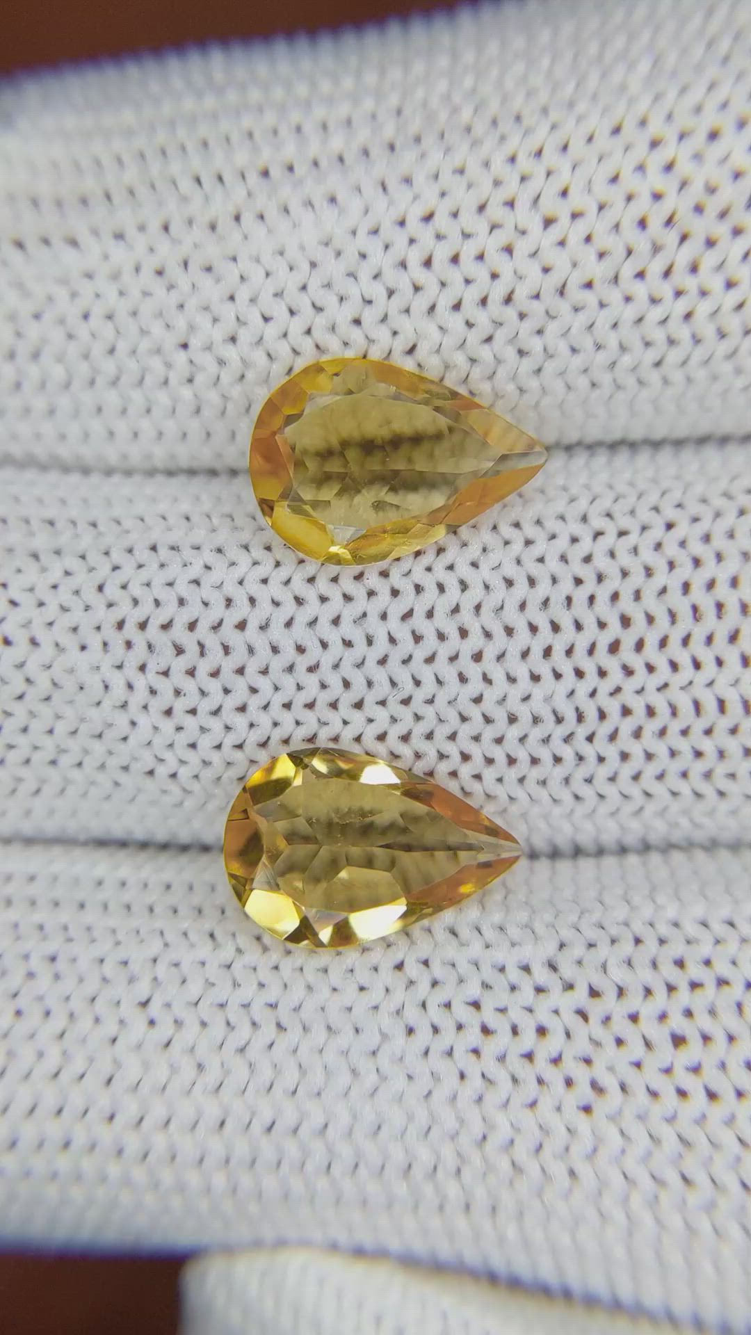 3.55 Ct.Tw.Total Carat Weight Citrine Pair from Brazil Size Video