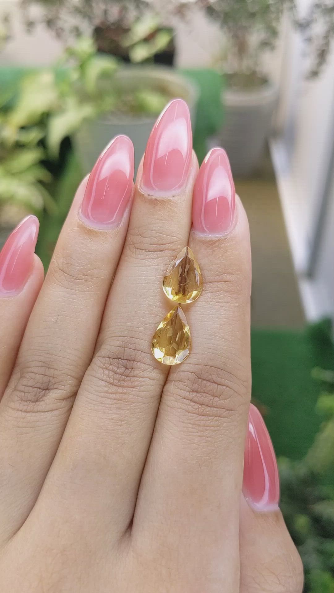 3.55 Ct.Tw.Total Carat Weight Citrine Pair from Brazil Size Video