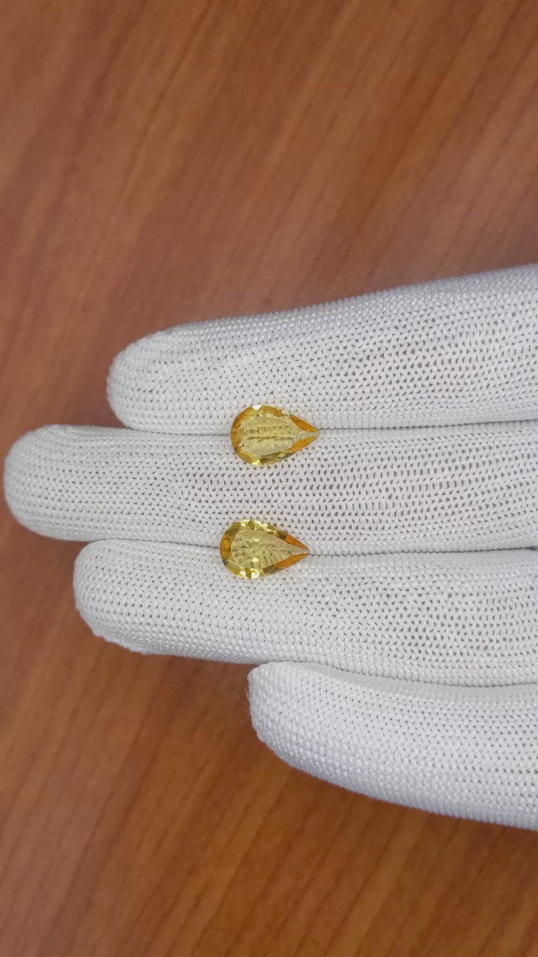 3.55 Ct.Tw.Total Carat Weight Citrine Pair from Brazil Size Video