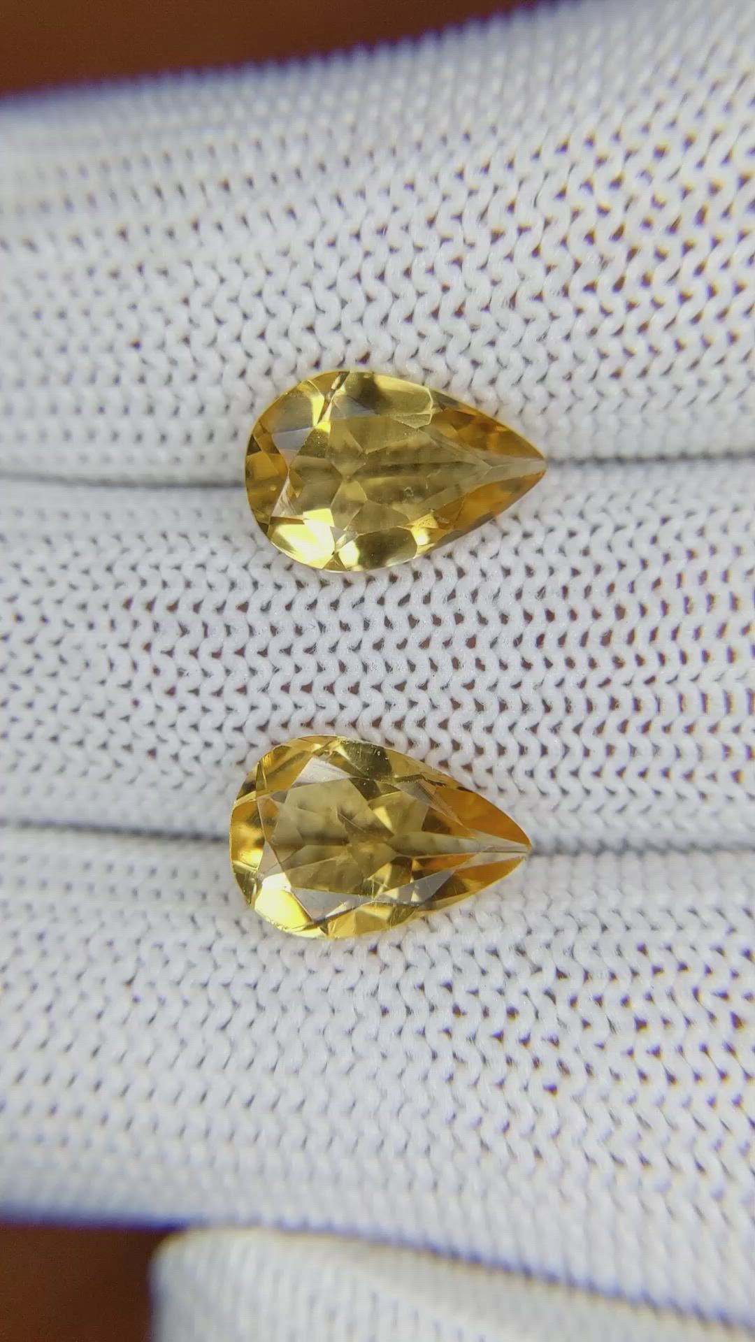 4.32 Ct.Tw.Total Carat Weight Citrine Pair from Brazil Size Video