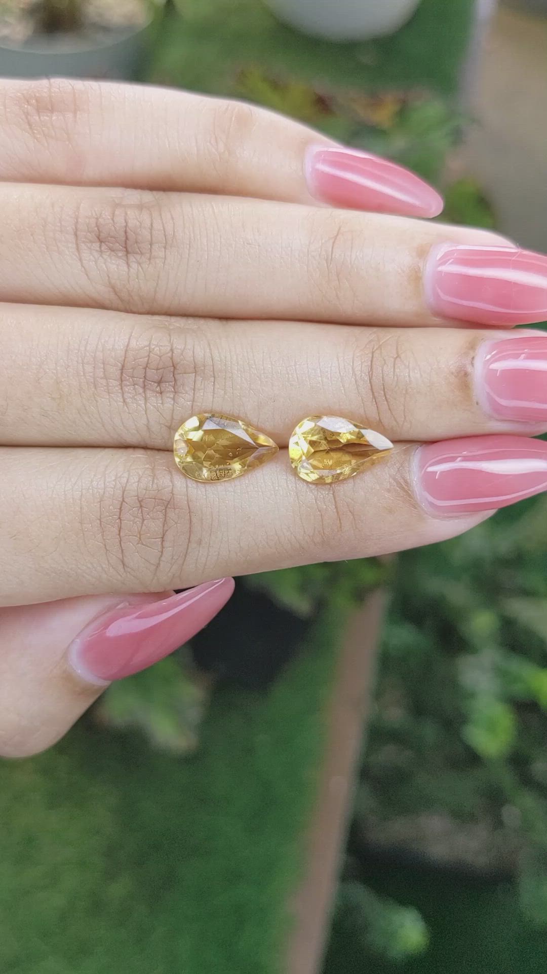 4.32 Ct.Tw.Total Carat Weight Citrine Pair from Brazil Size Video