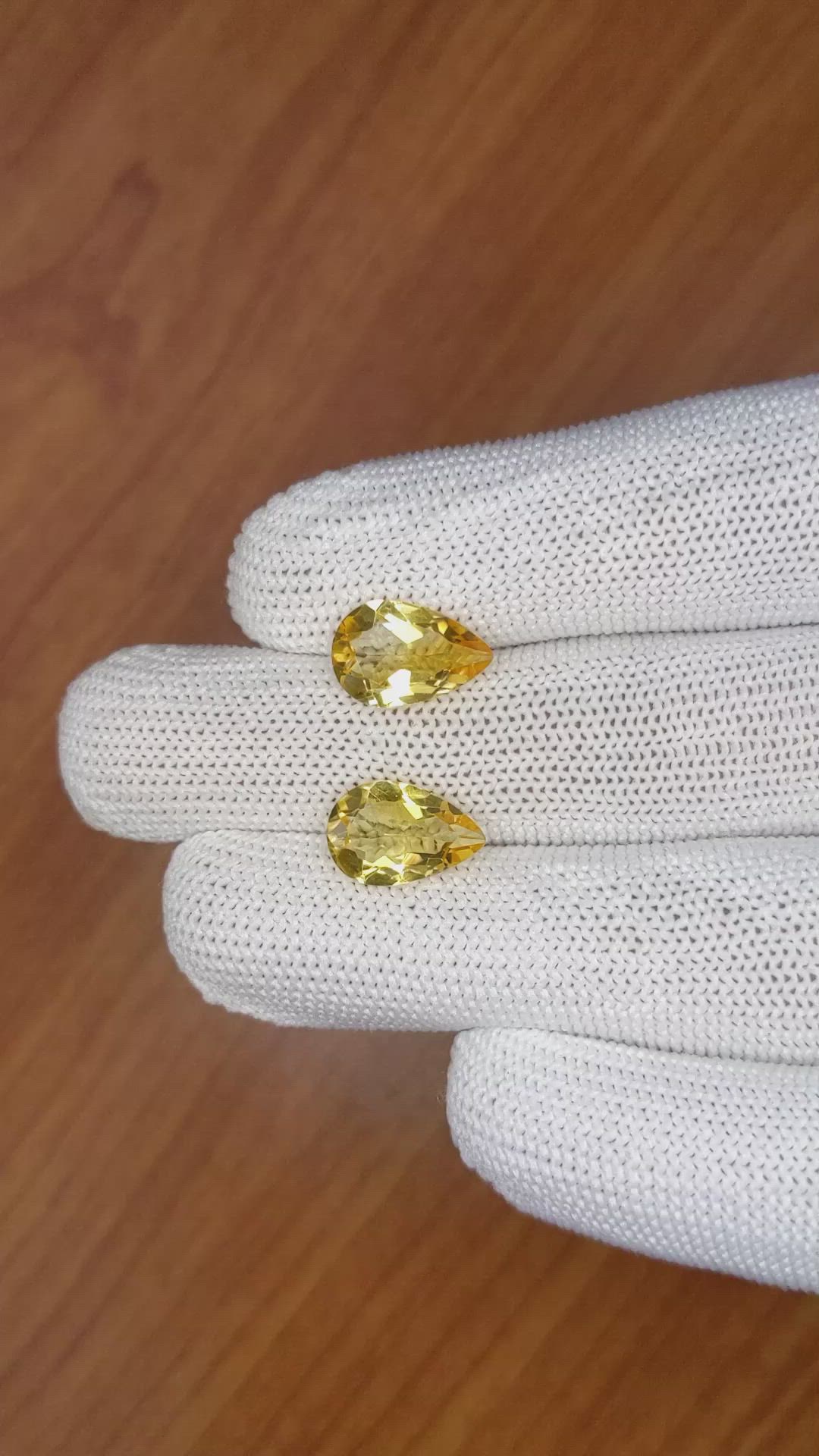 5.01 Ct.Tw.Total Carat Weight Citrine Pair from Brazil Size Video