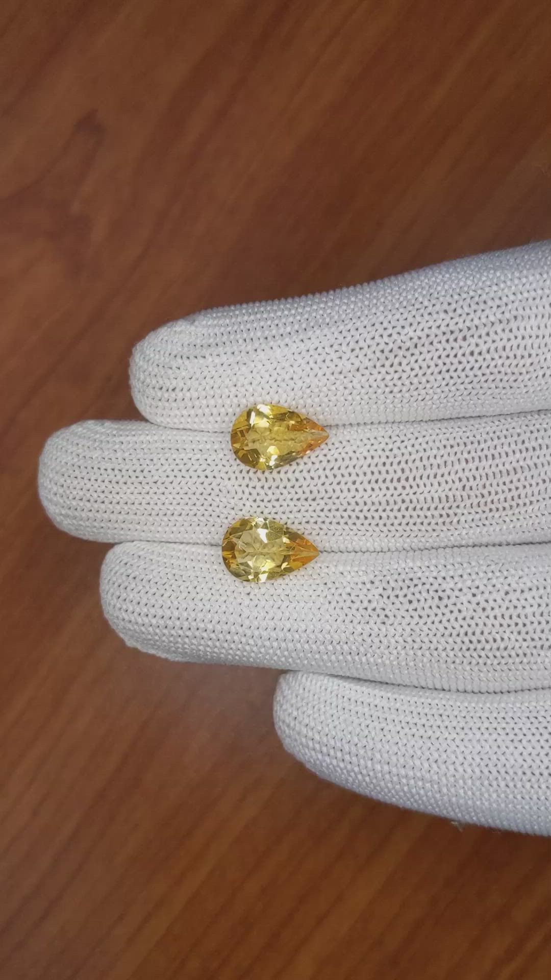 4.54 Ct.Tw.Total Carat Weight Citrine Pair from Brazil Size Video