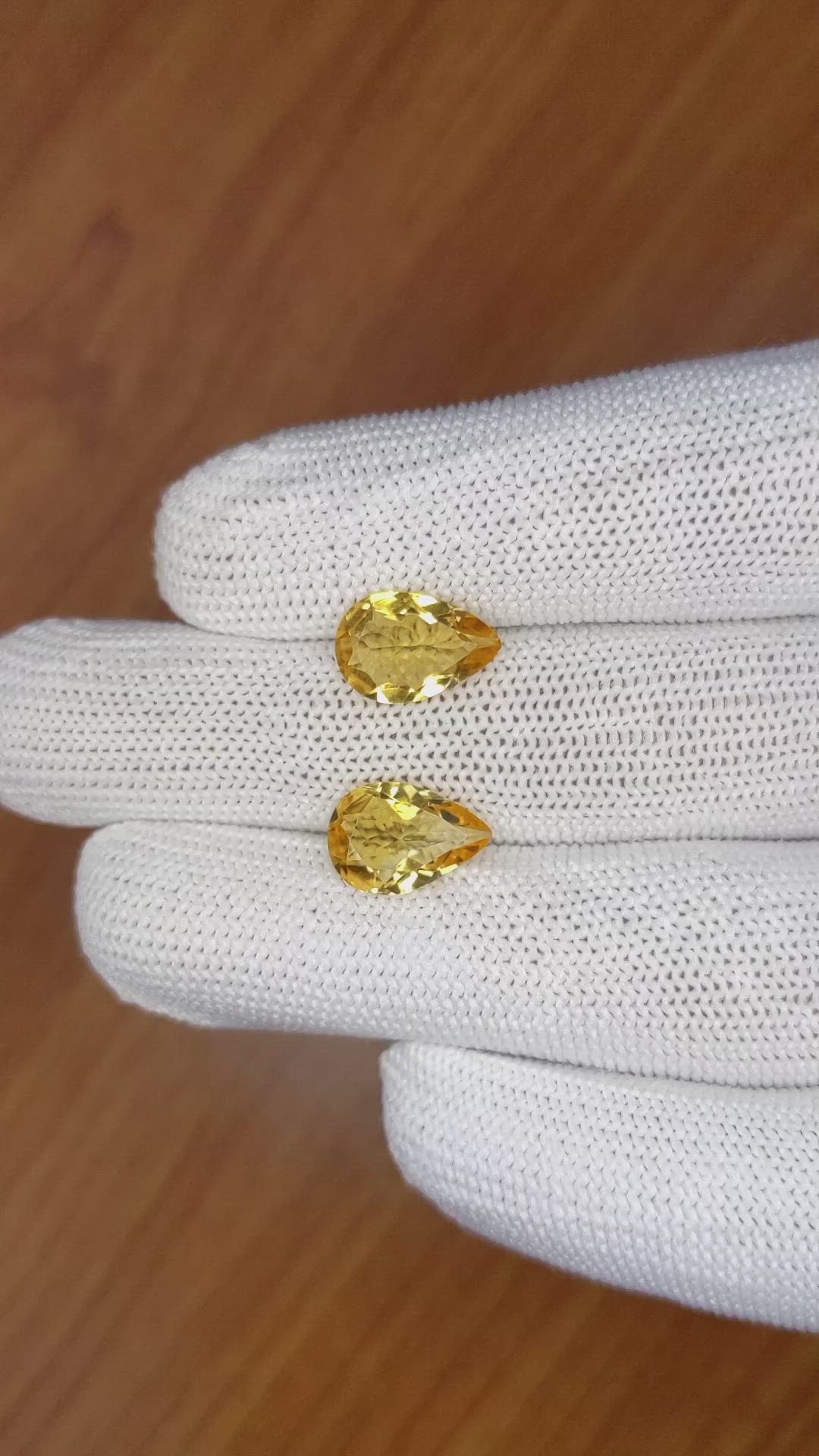 4.31 Ct.Tw.Total Carat Weight Citrine Pair from Brazil Size Video
