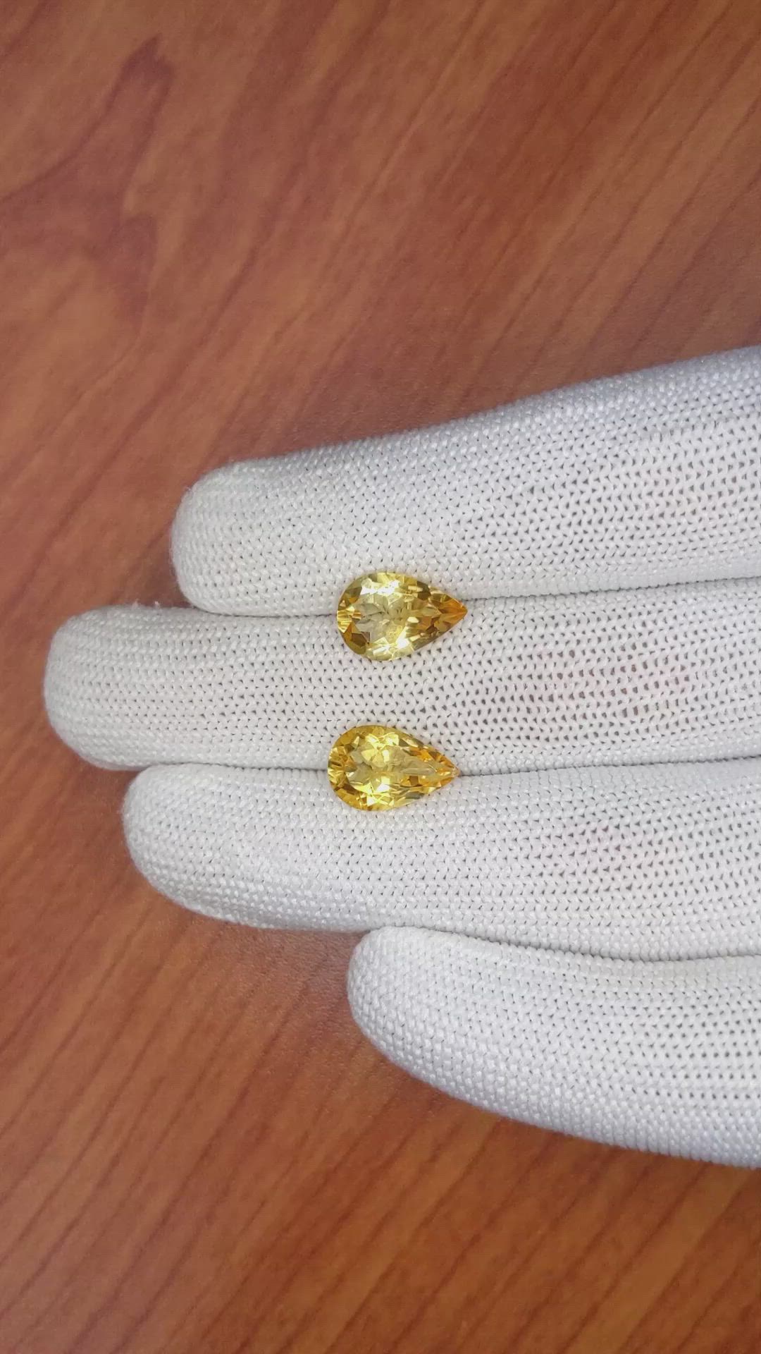 5.50 Ct.Tw.Total Carat Weight Citrine Pair from Brazil Size Video