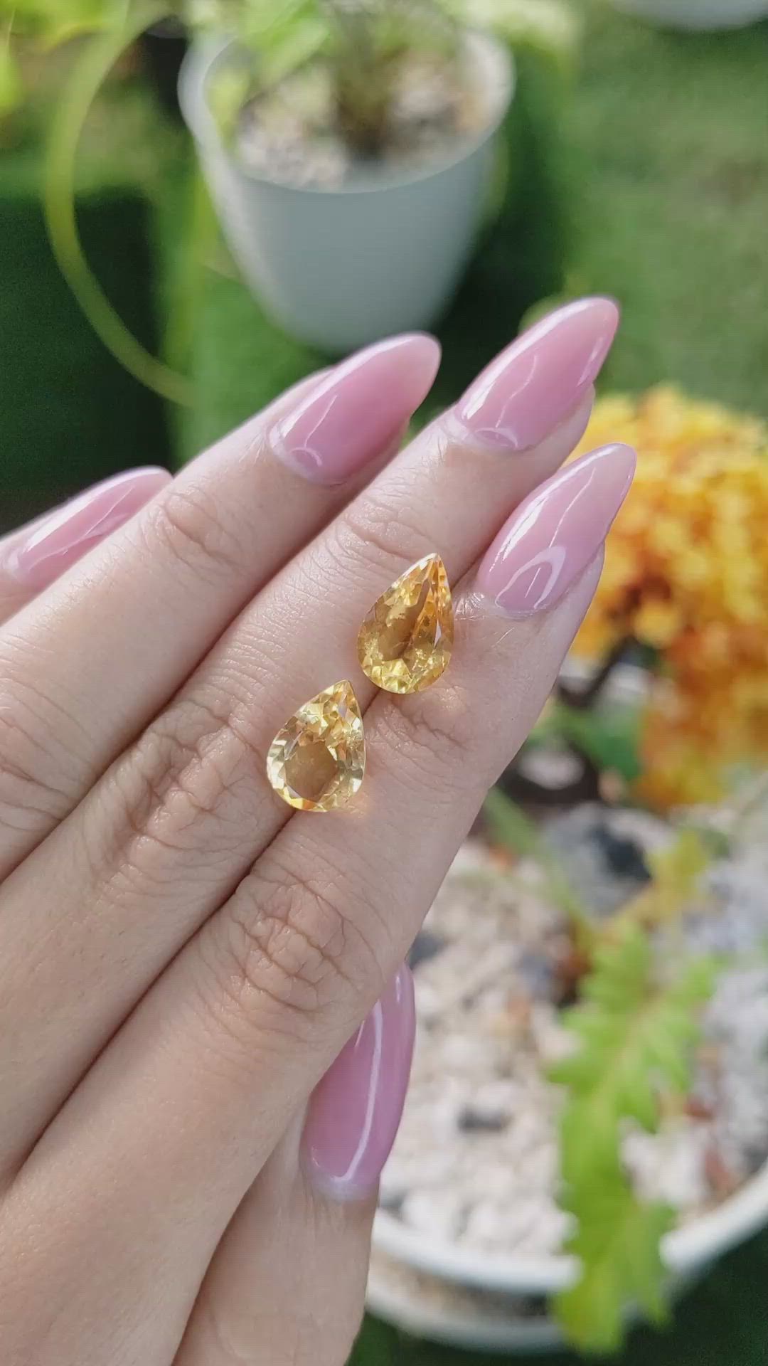 5.50 Ct.Tw.Total Carat Weight Citrine Pair from Brazil Size Video