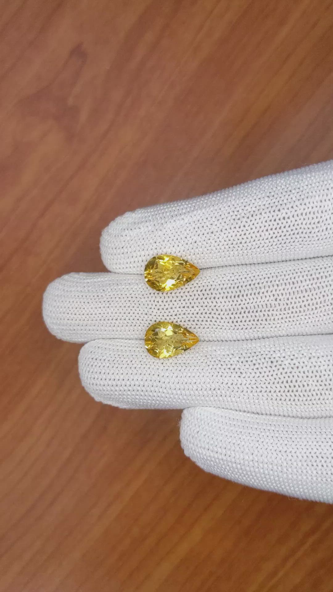 5.01 Ct.Tw.Total Carat Weight Citrine Pair from Brazil Size Video