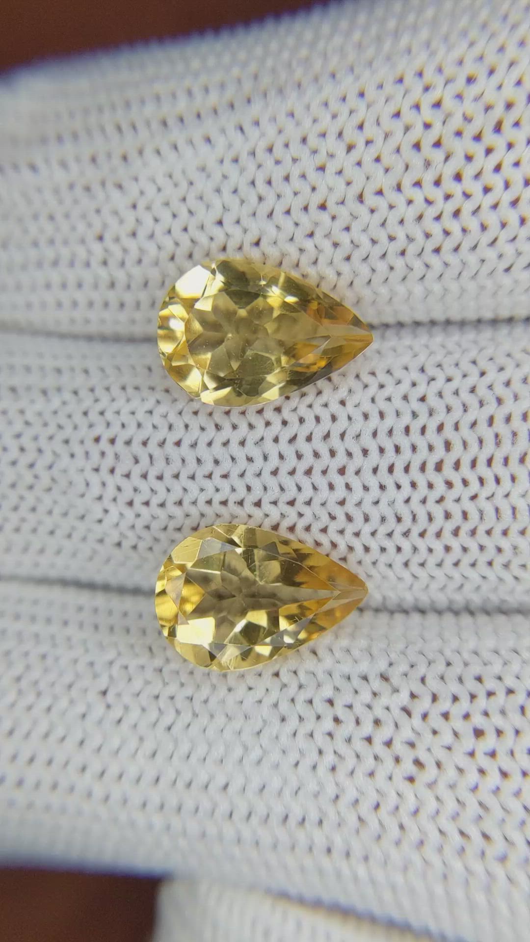 4.61 Ct.Tw.Total Carat Weight Citrine Pair from Brazil Size Video
