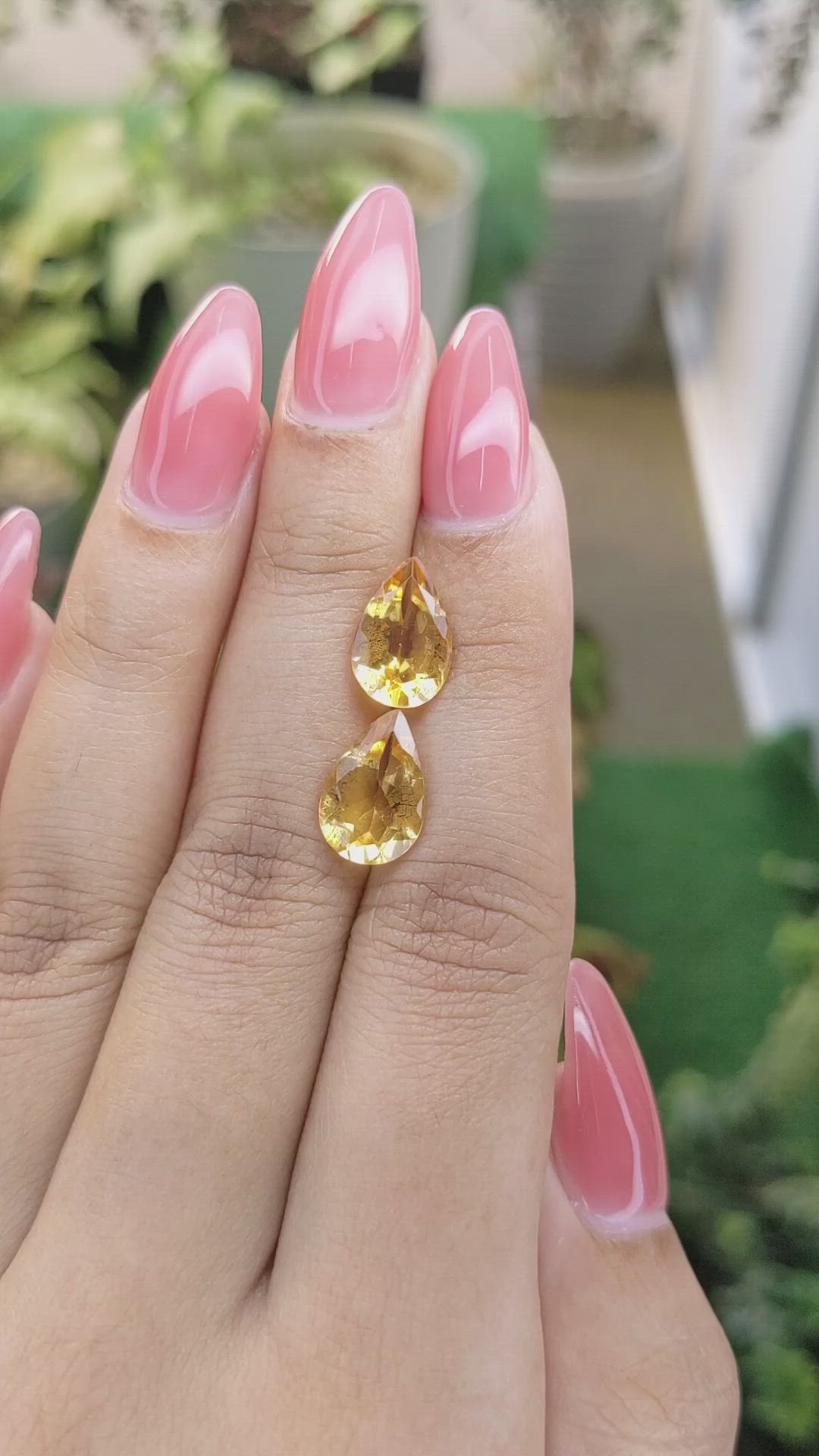 4.60 Ct.Tw.Total Carat Weight Citrine Pair from Brazil Size Video