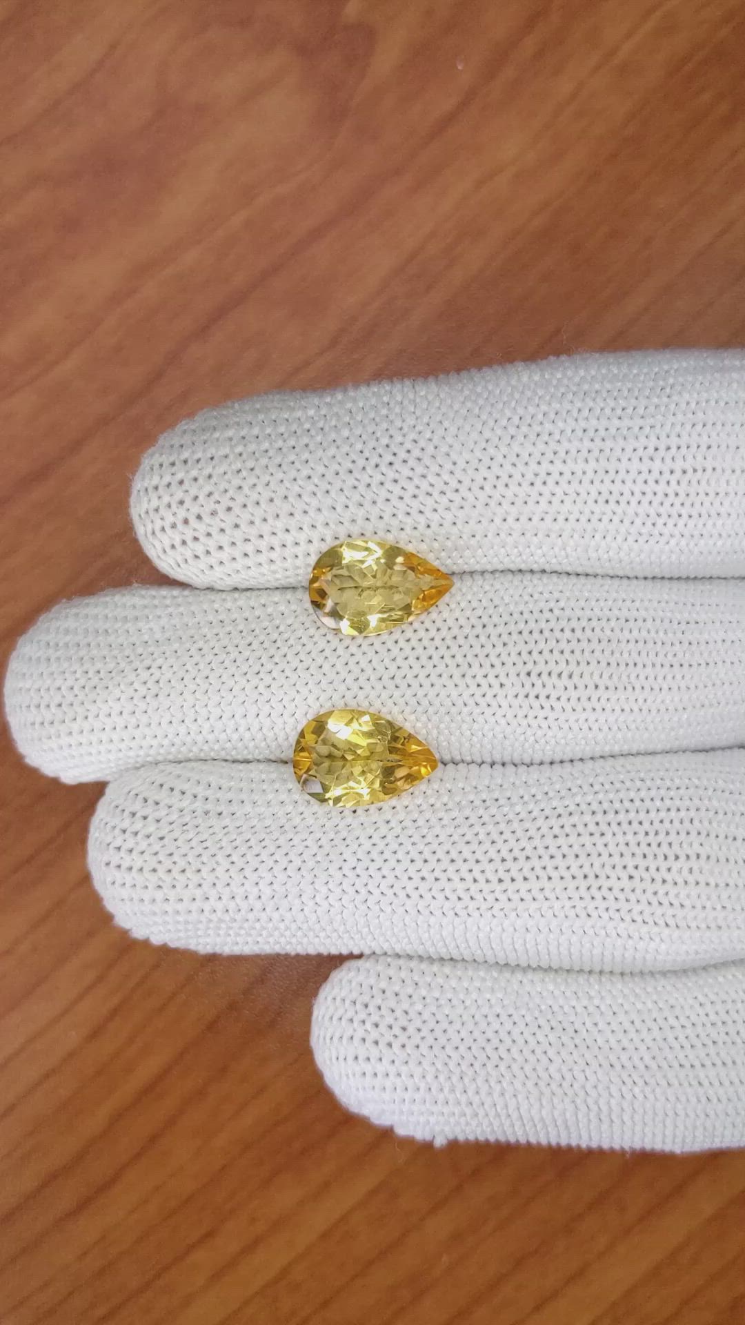 4.61 Ct.Tw.Total Carat Weight Citrine Pair from Brazil Size Video