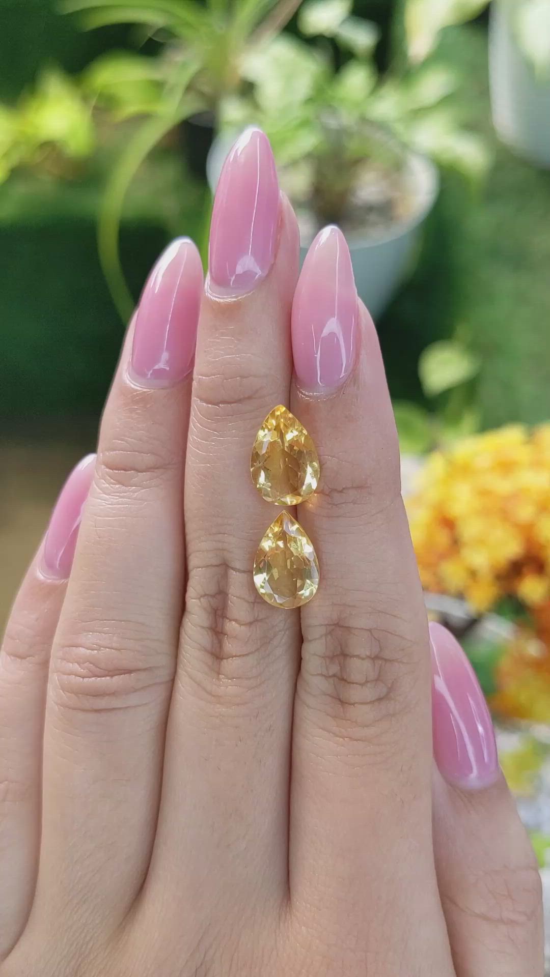 4.61 Ct.Tw.Total Carat Weight Citrine Pair from Brazil Size Video