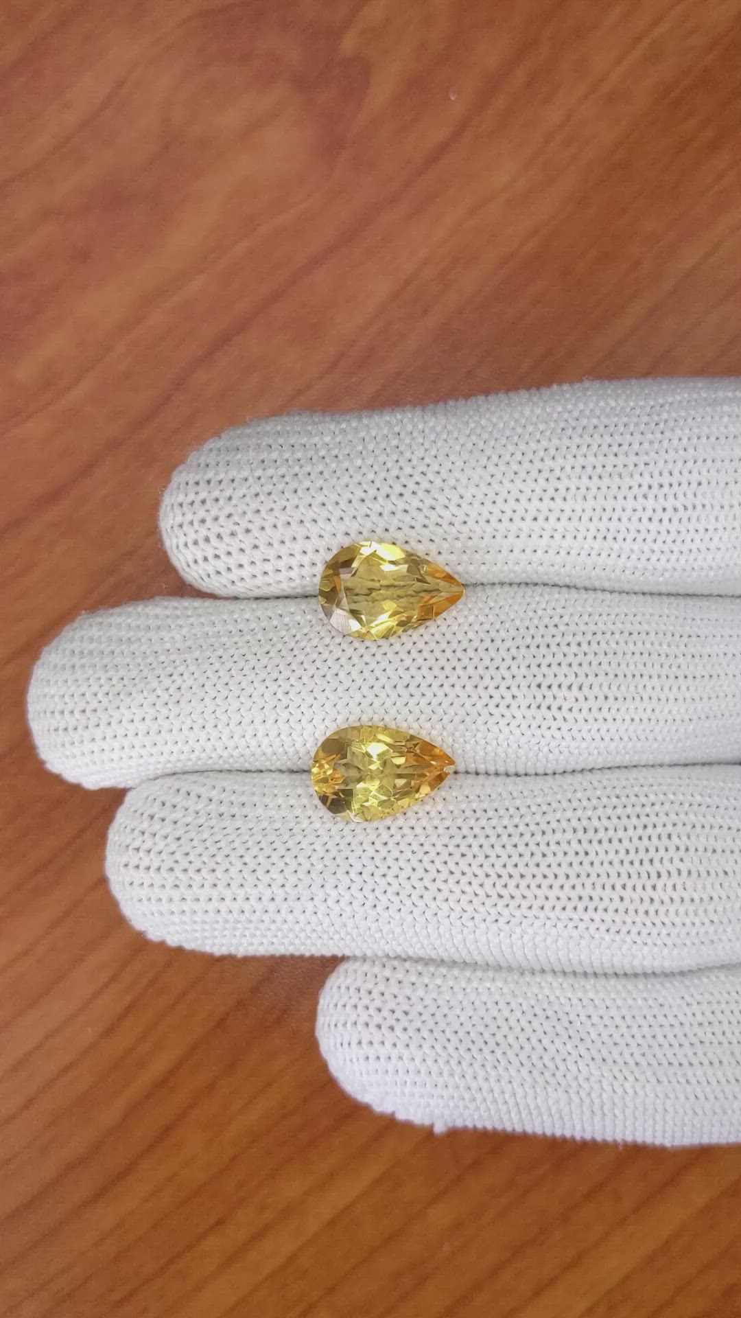 5.45 Ct.Tw.Total Carat Weight Citrine Pair from Brazil Size Video