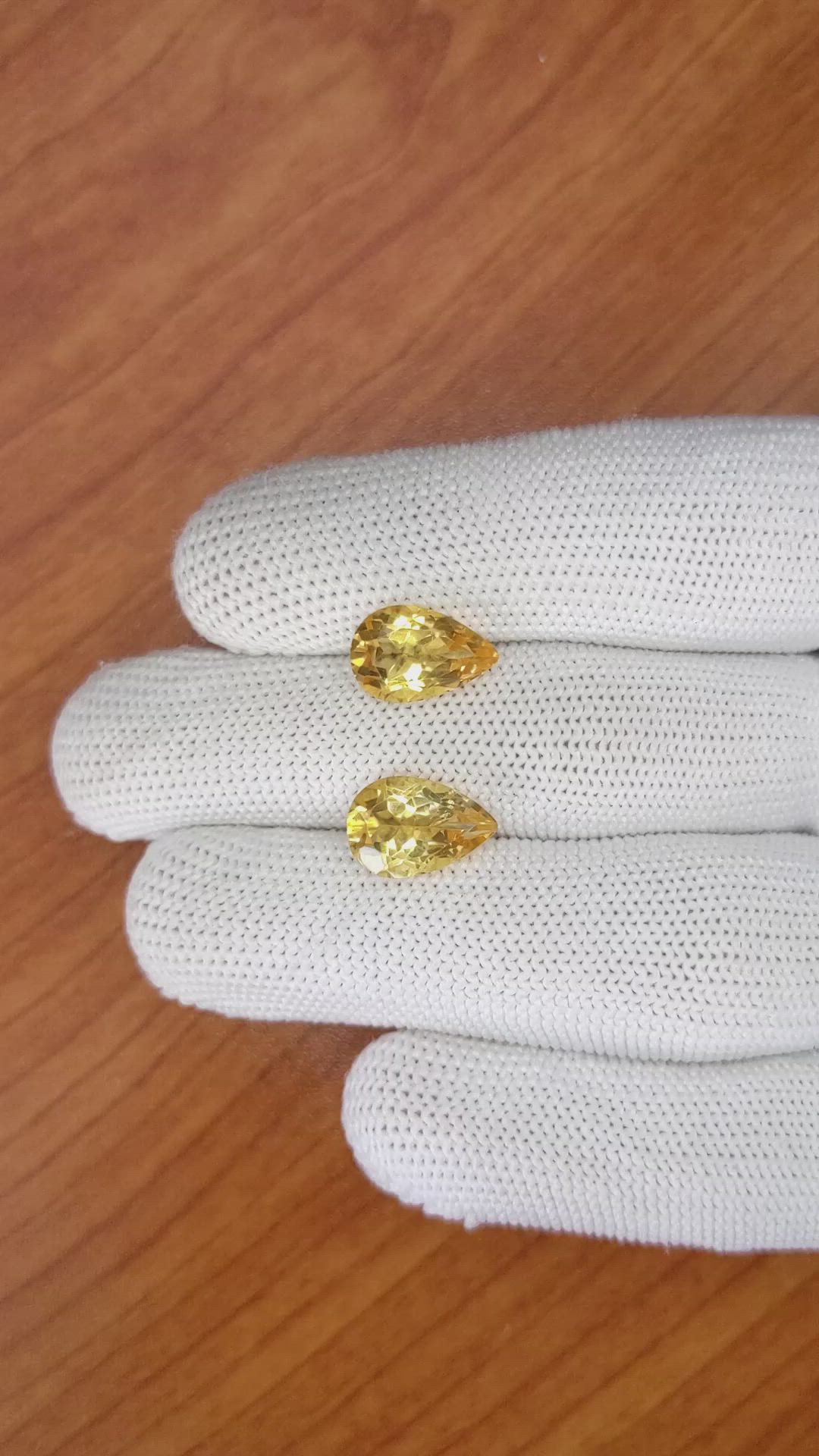 5.48 Ct.Tw.Total Carat Weight Citrine Pair from Brazil Size Video