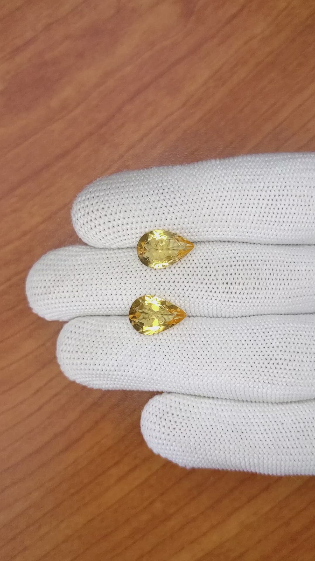 4.94 Ct.Tw.Total Carat Weight Citrine Pair from Brazil Size Video