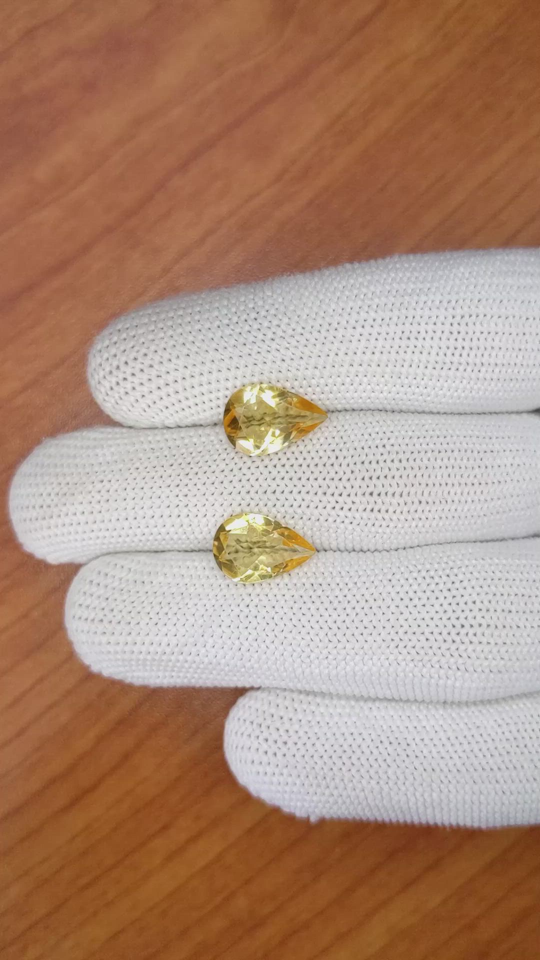 4.44 Ct.Tw.Total Carat Weight Citrine Pair from Brazil Size Video
