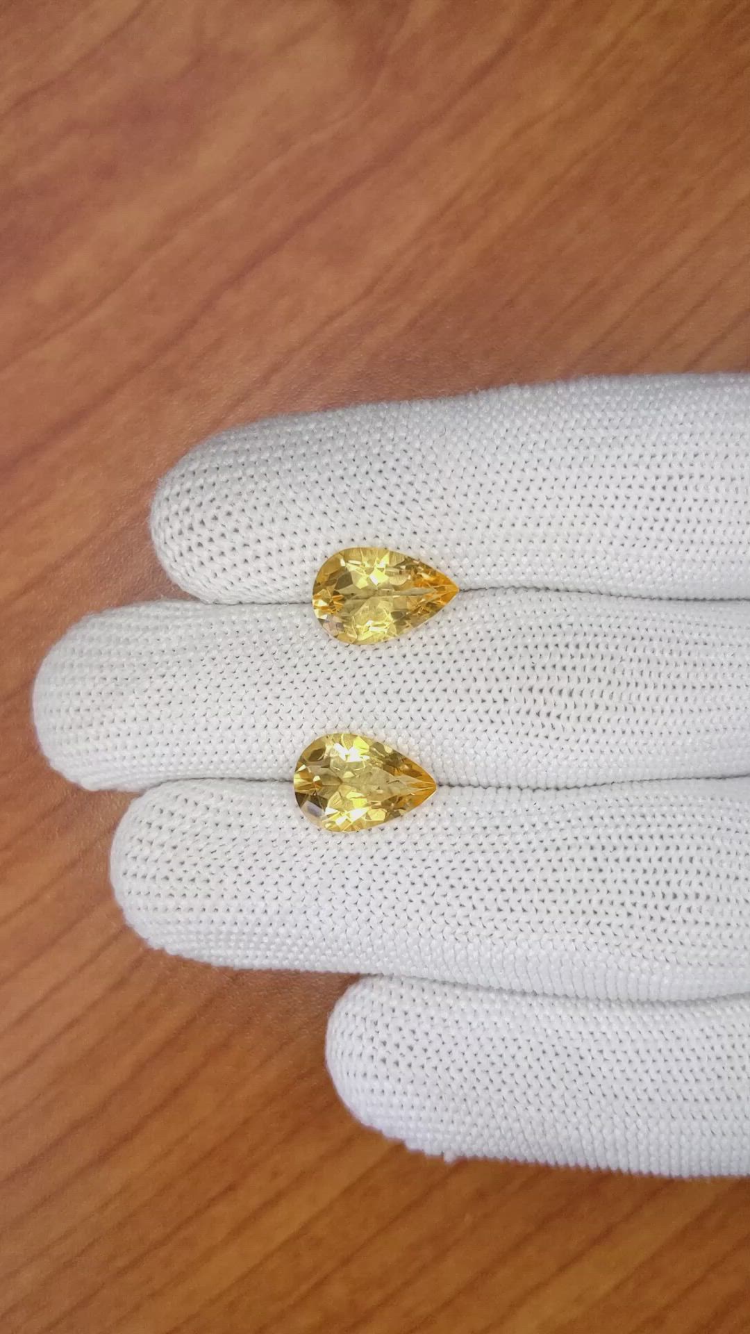 4.92 Ct.Tw.Total Carat Weight Citrine Pair from Brazil Size Video