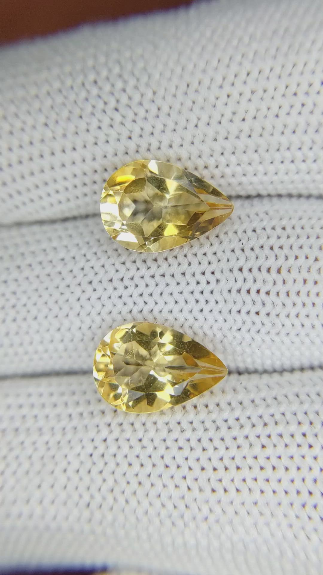 5.12 Ct.Tw.Total Carat Weight Citrine Pair from Brazil Size Video