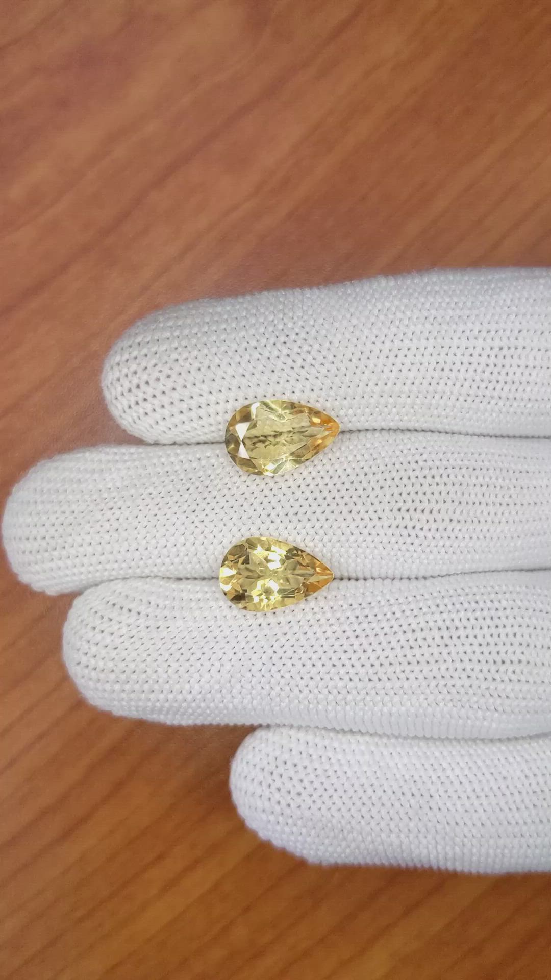5.13 Ct.Tw.Total Carat Weight Citrine Pair from Brazil Size Video