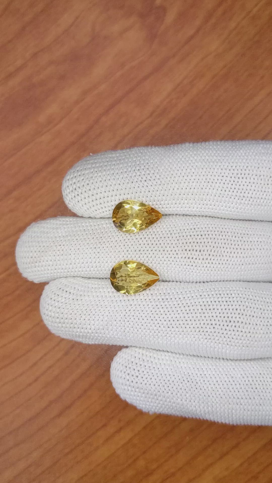 4.47 Ct.Tw.Total Carat Weight Citrine Pair from Brazil Size Video