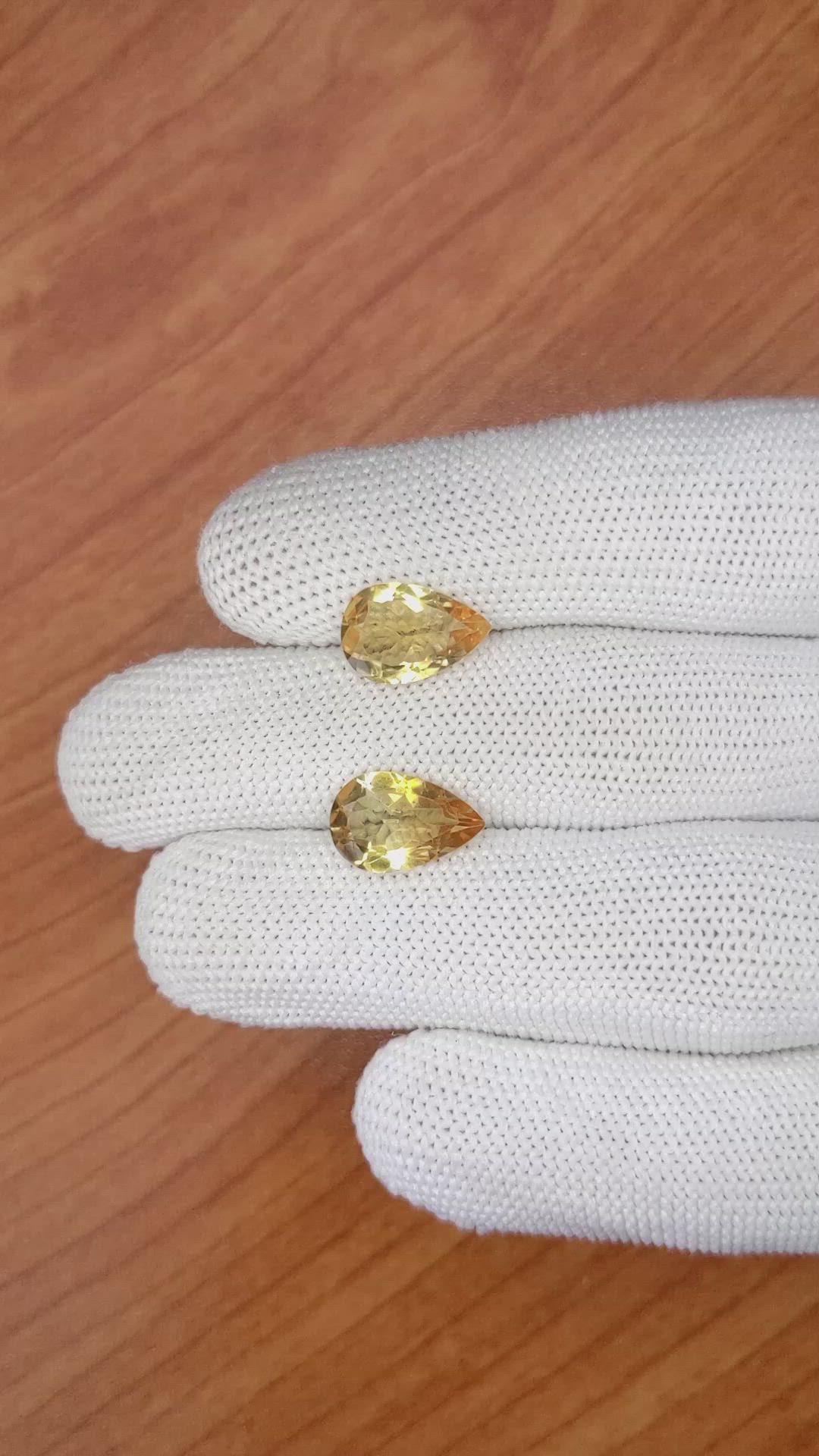 4.67 Ct.Tw.Total Carat Weight Citrine Pair from Brazil Size Video