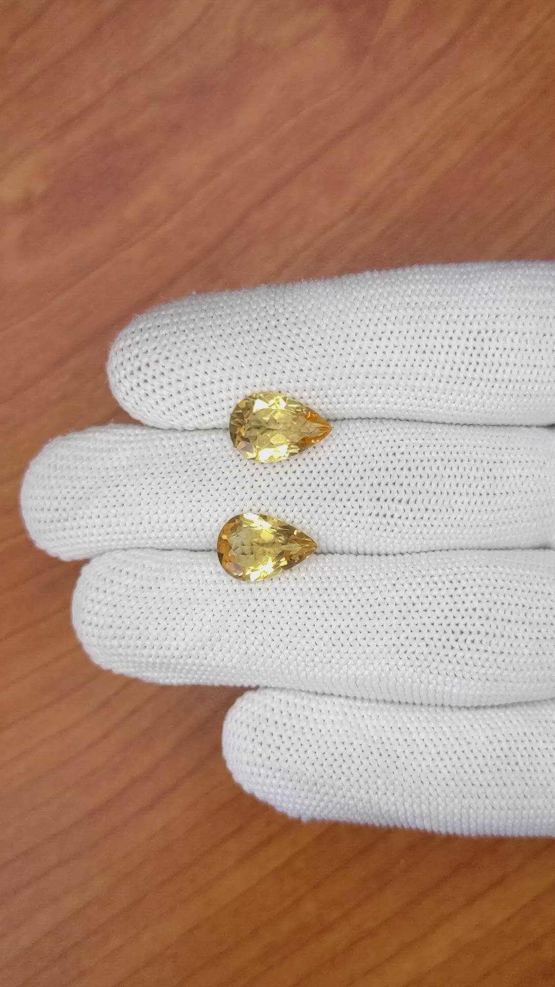 4.67 Ct.Tw.Total Carat Weight Citrine Pair from Brazil Size Video