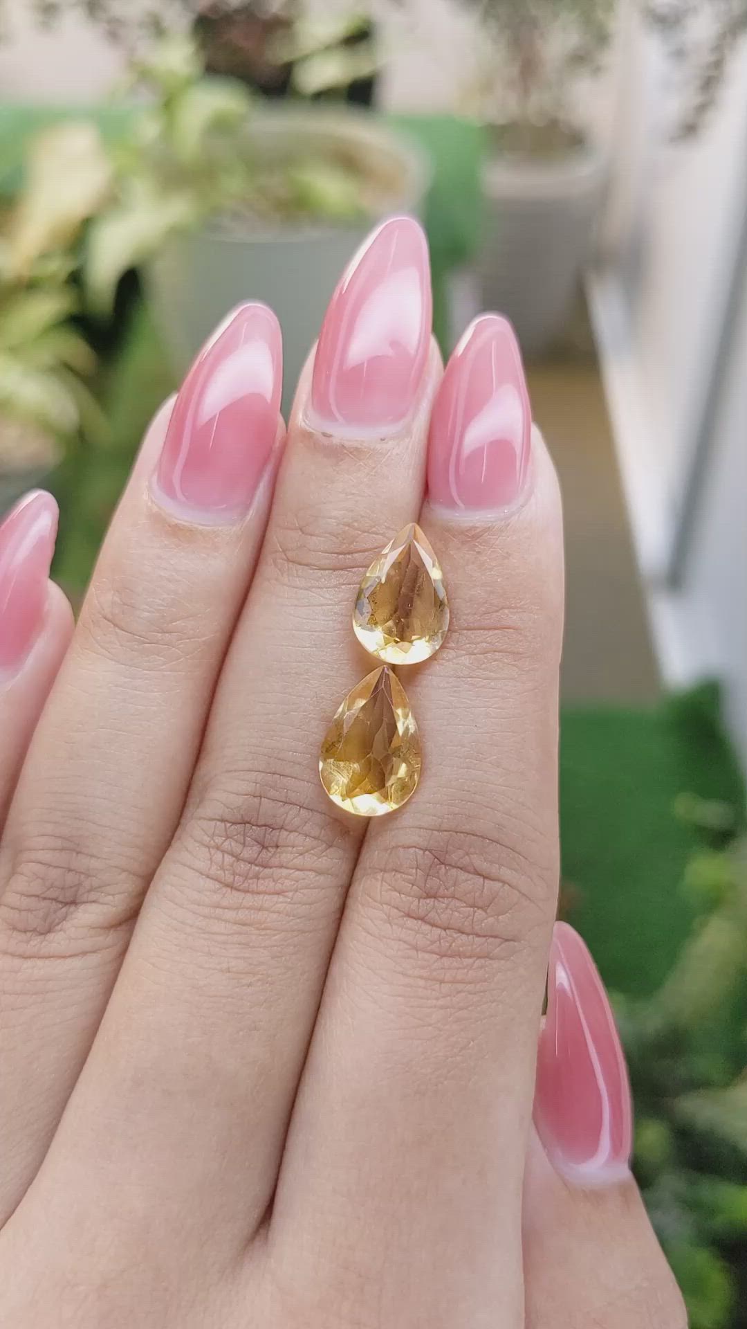 4.90 Ct.Tw.Total Carat Weight Citrine Pair from Brazil Size Video