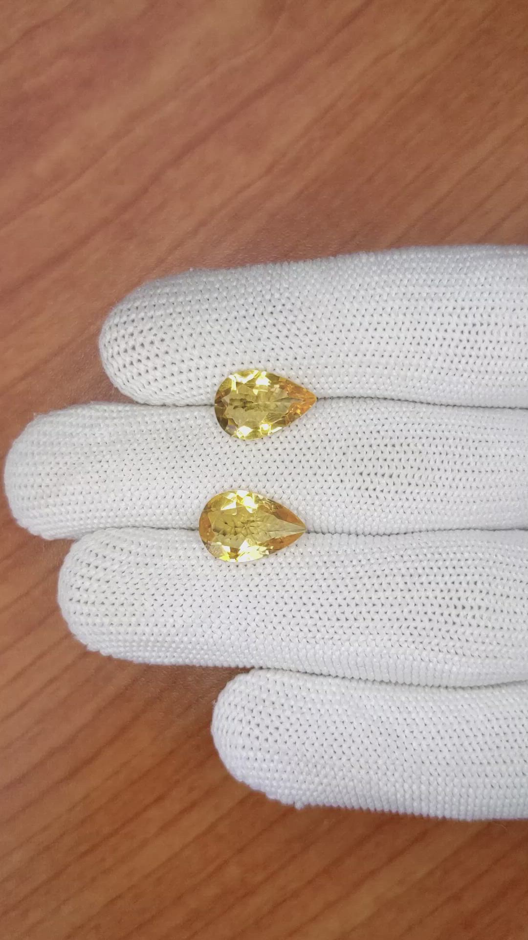 4.90 Ct.Tw.Total Carat Weight Citrine Pair from Brazil Size Video