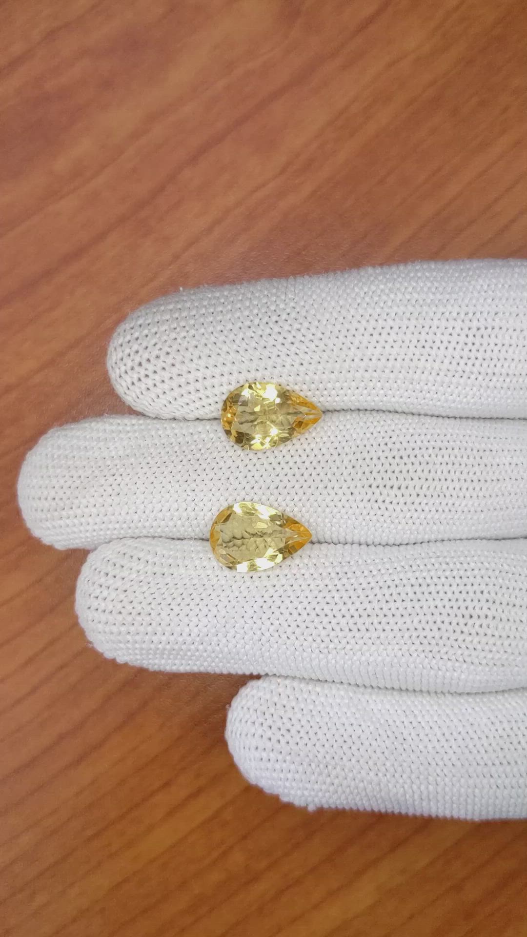 4.62 Ct.Tw.Total Carat Weight Citrine Pair from Brazil Size Video