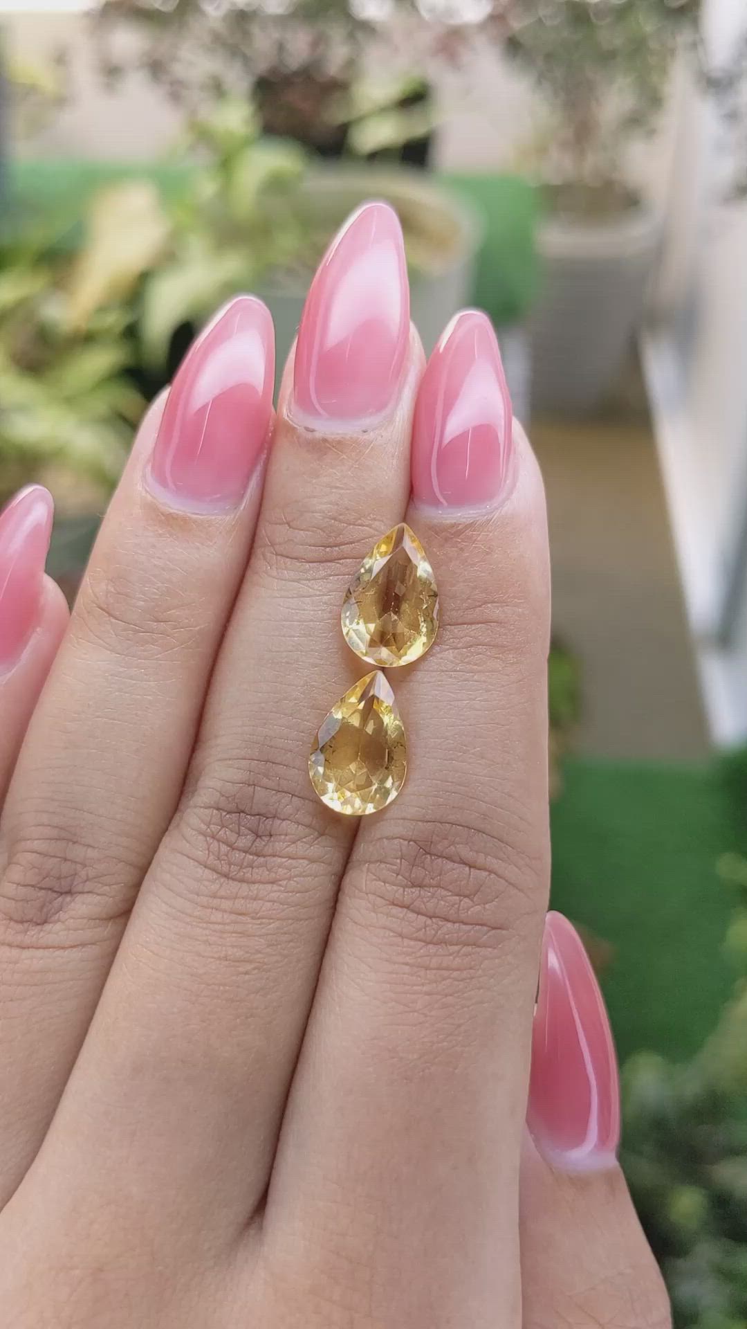 4.62 Ct.Tw.Total Carat Weight Citrine Pair from Brazil Size Video