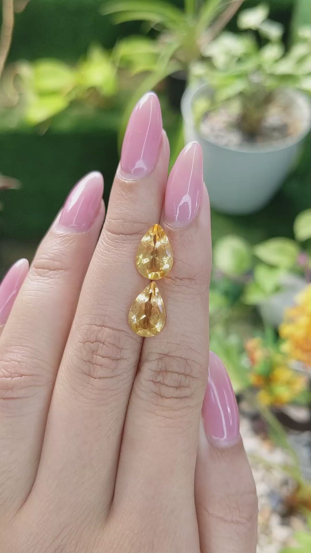5.14 Ct.Tw.Total Carat Weight Citrine Pair from Brazil Size Video