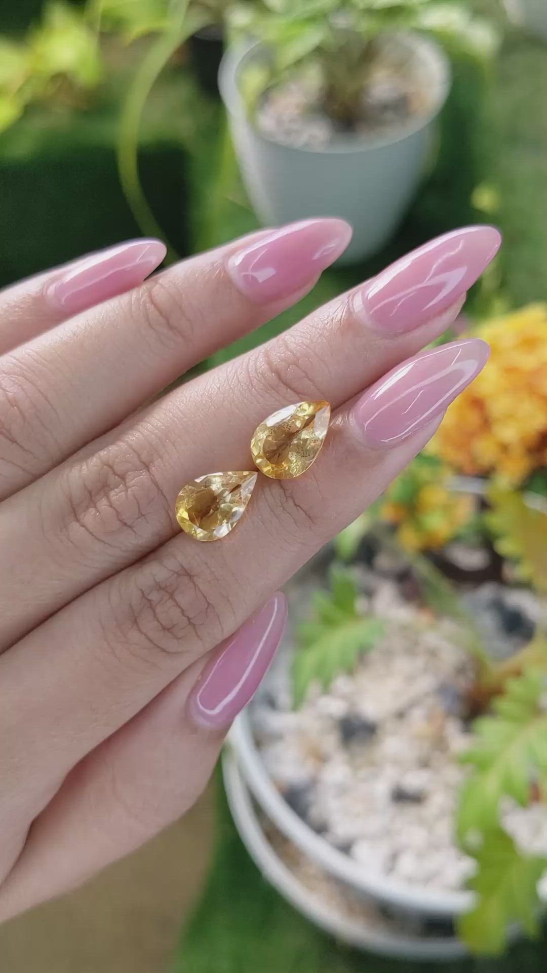 5.14 Ct.Tw.Total Carat Weight Citrine Pair from Brazil Size Video