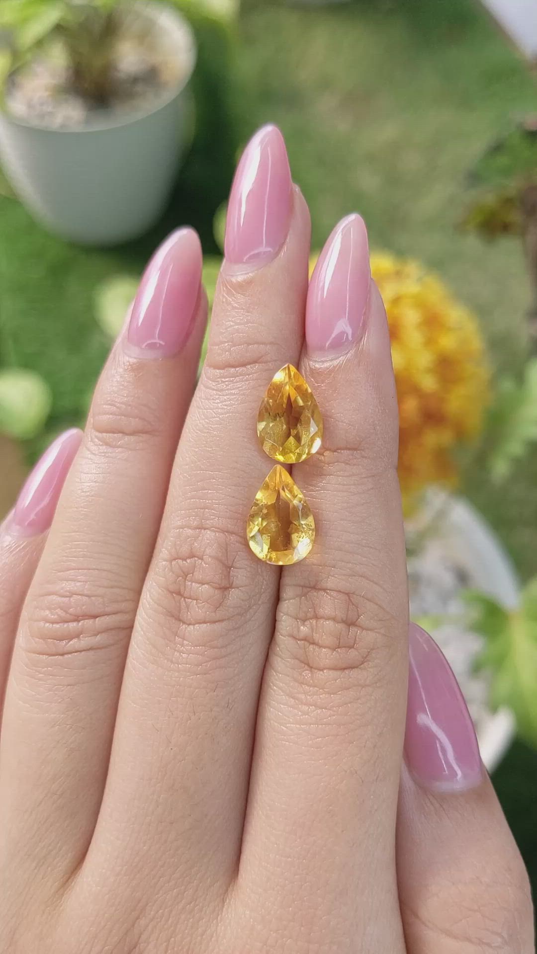 5.09 Ct.Tw.Total Carat Weight Citrine Pair from Brazil Size Video