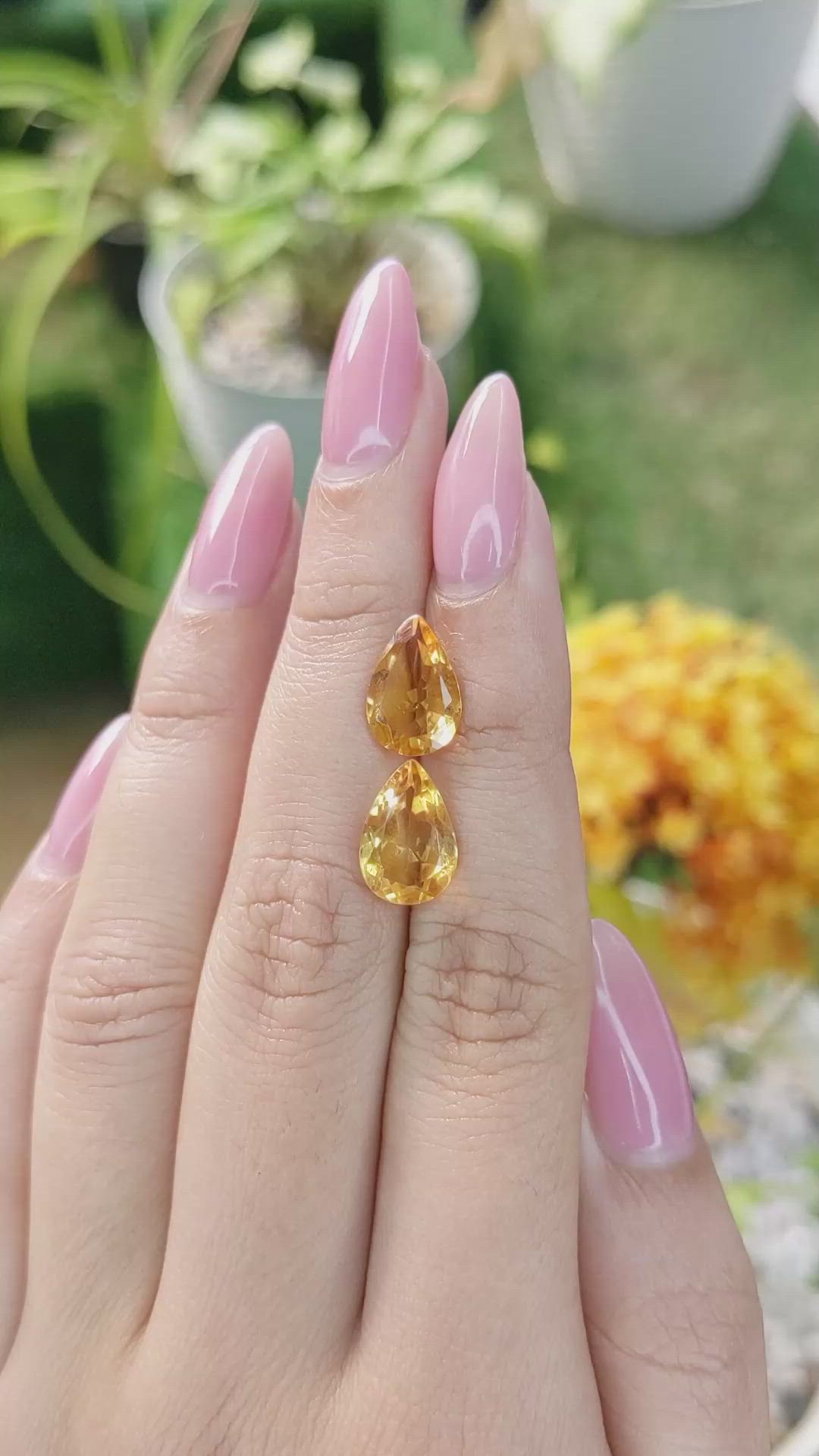 4.73 Ct.Tw.Total Carat Weight Citrine Pair from Brazil Size Video