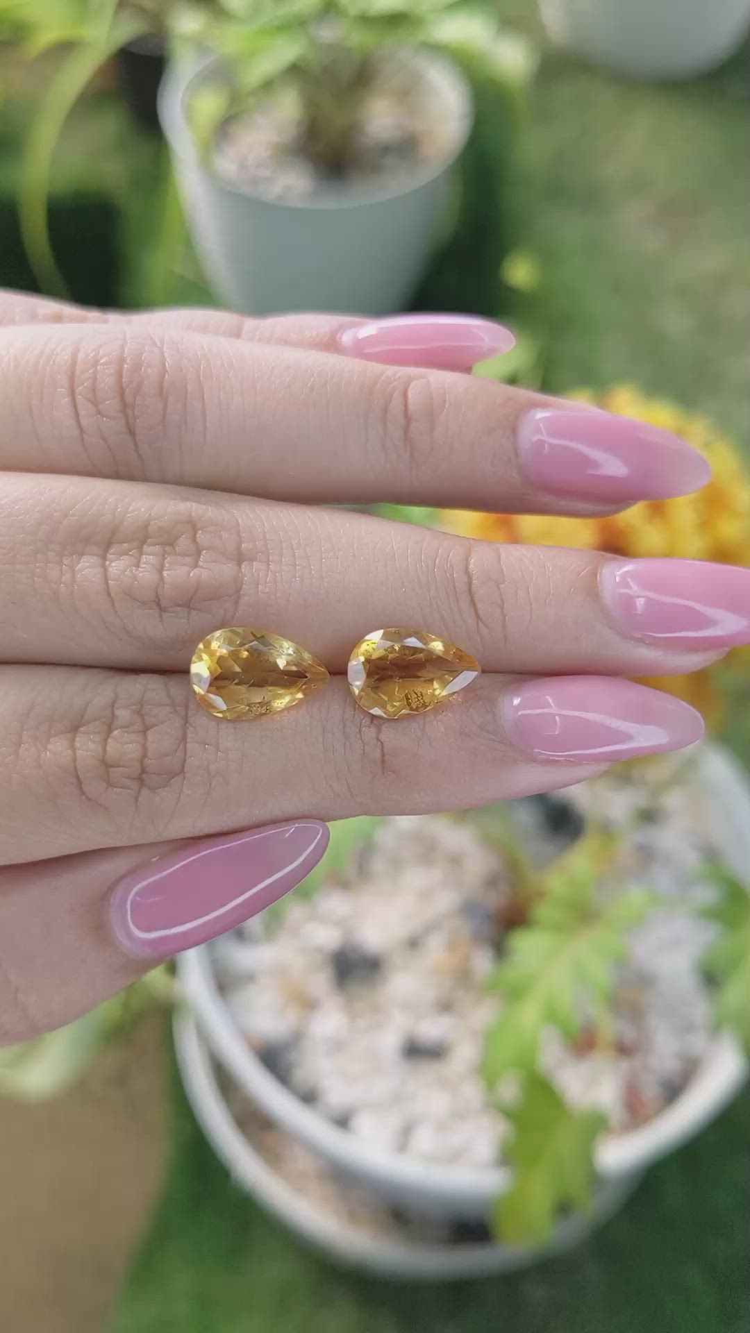 4.73 Ct.Tw.Total Carat Weight Citrine Pair from Brazil Size Video