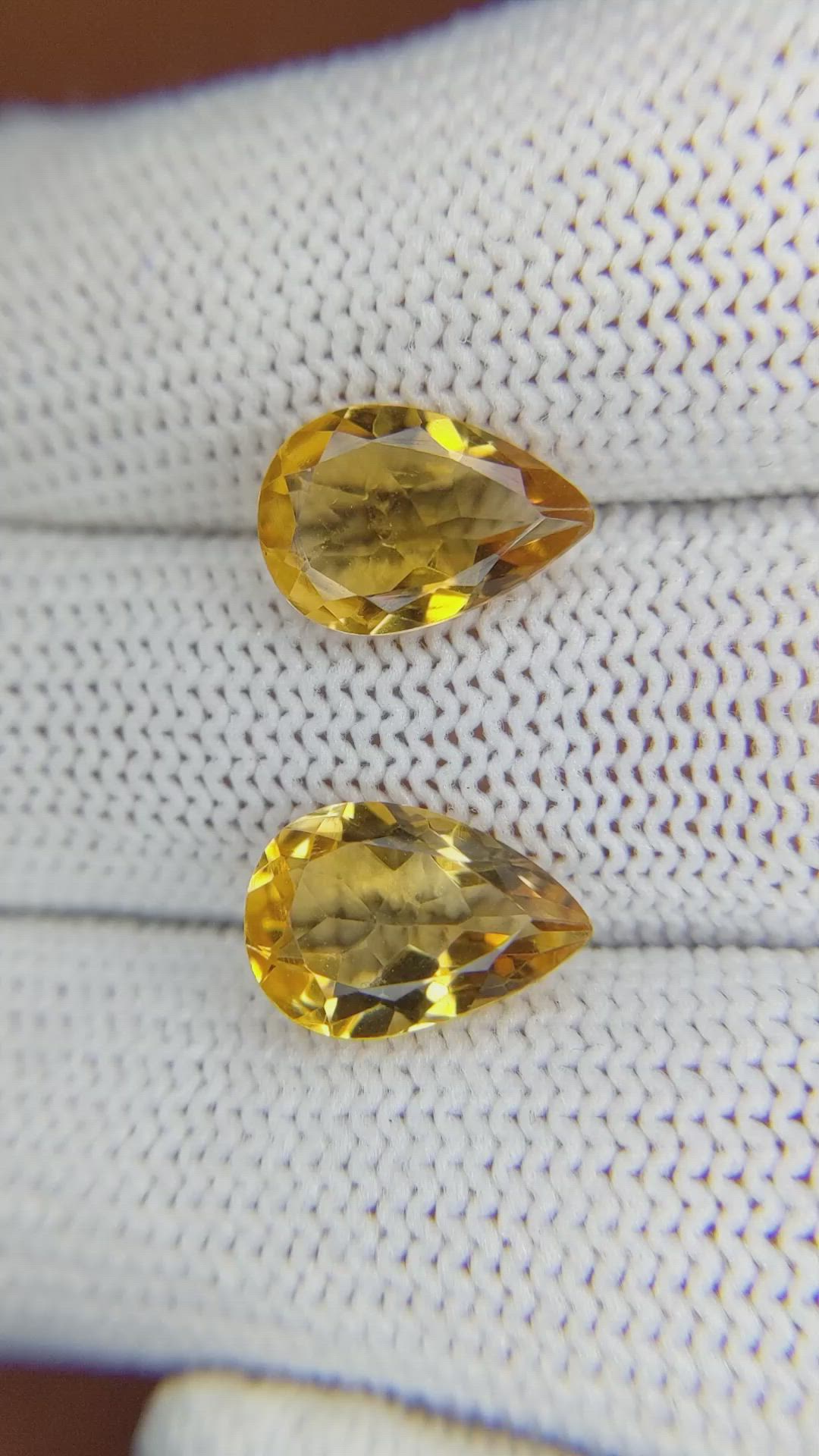 4.73 Ct.Tw.Total Carat Weight Citrine Pair from Brazil Size Video