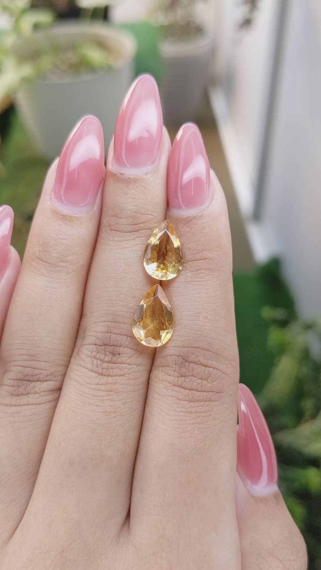 4.07 Ct.Tw.Total Carat Weight Citrine Pair from Brazil Size Video