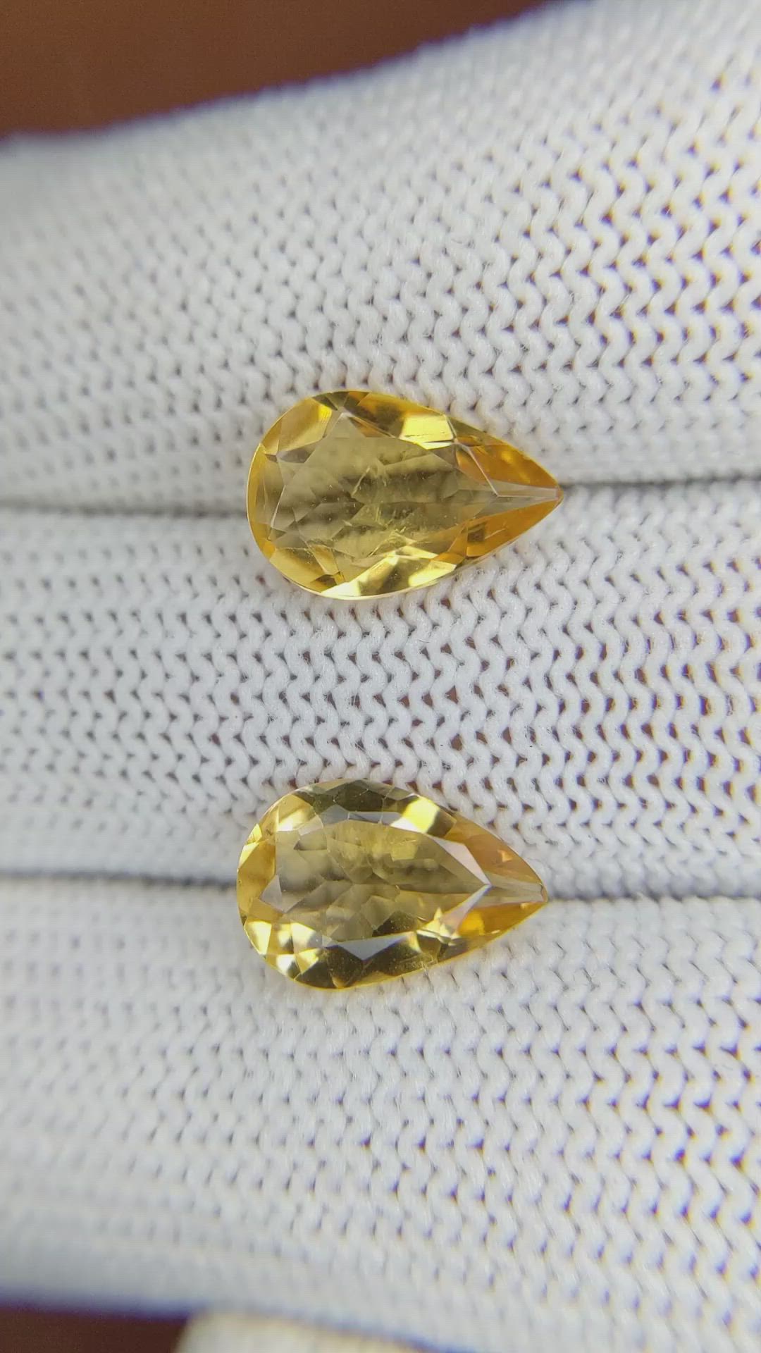 4.07 Ct.Tw.Total Carat Weight Citrine Pair from Brazil Size Video