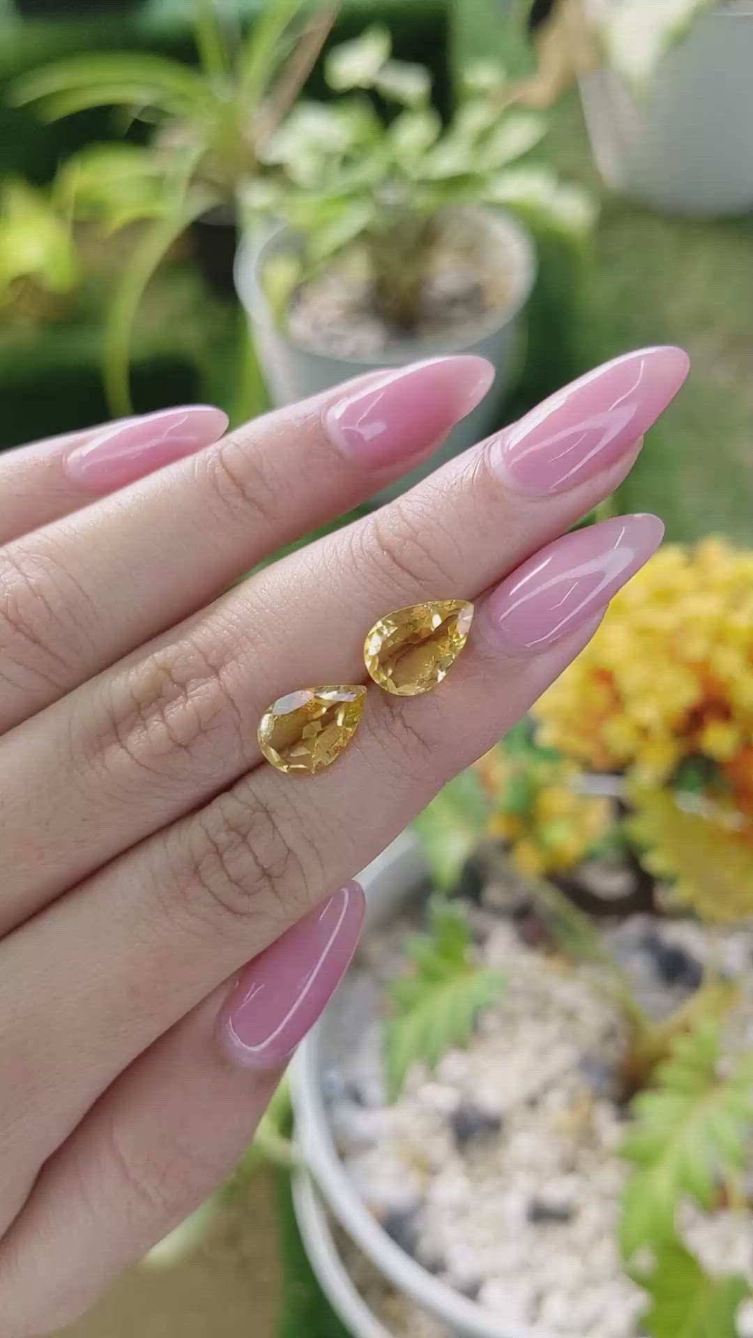 4.01 Ct.Tw.Total Carat Weight Citrine Pair from Brazil Size Video