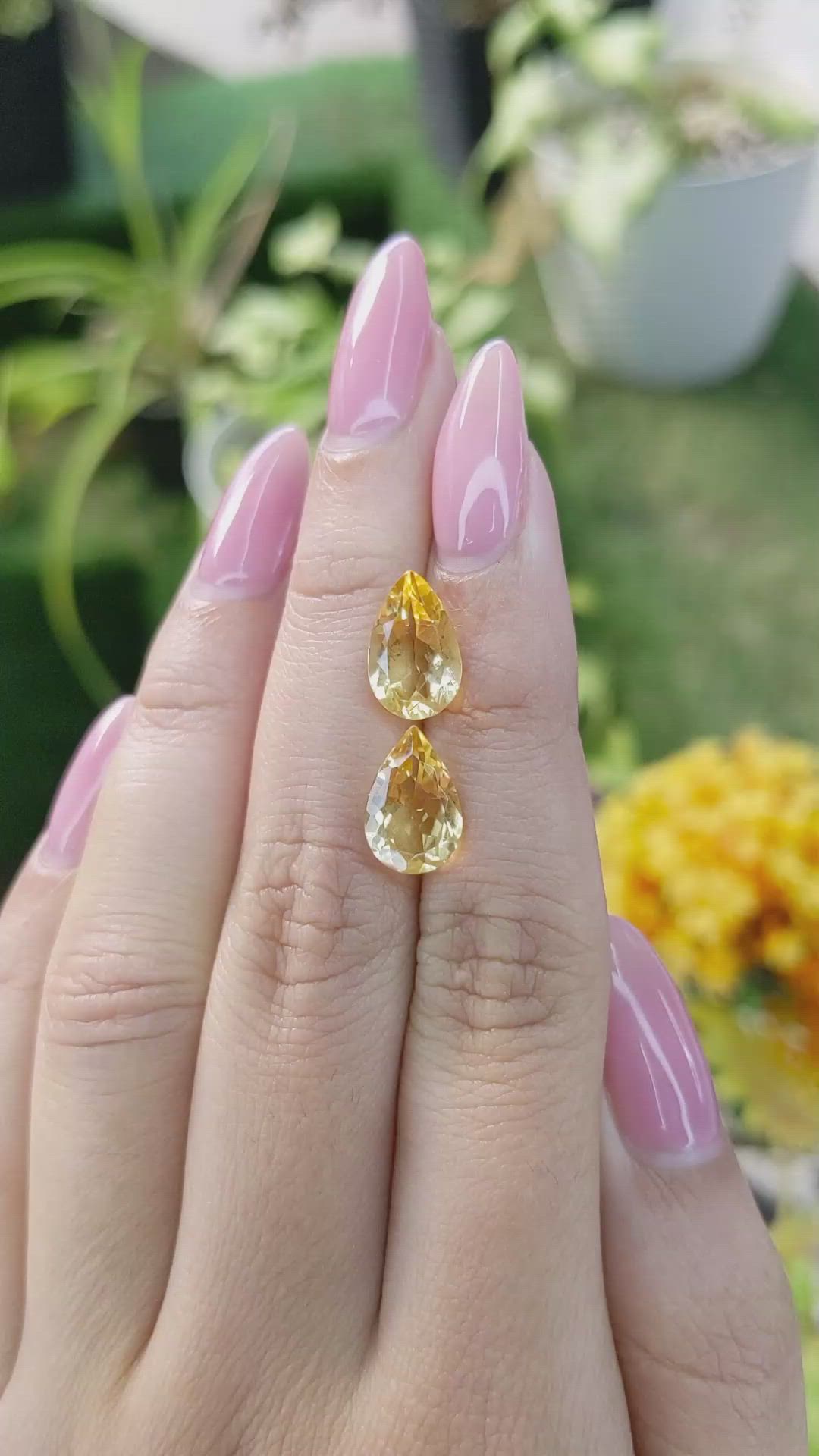 4.75 Ct.Tw.Total Carat Weight Citrine Pair from Brazil Size Video