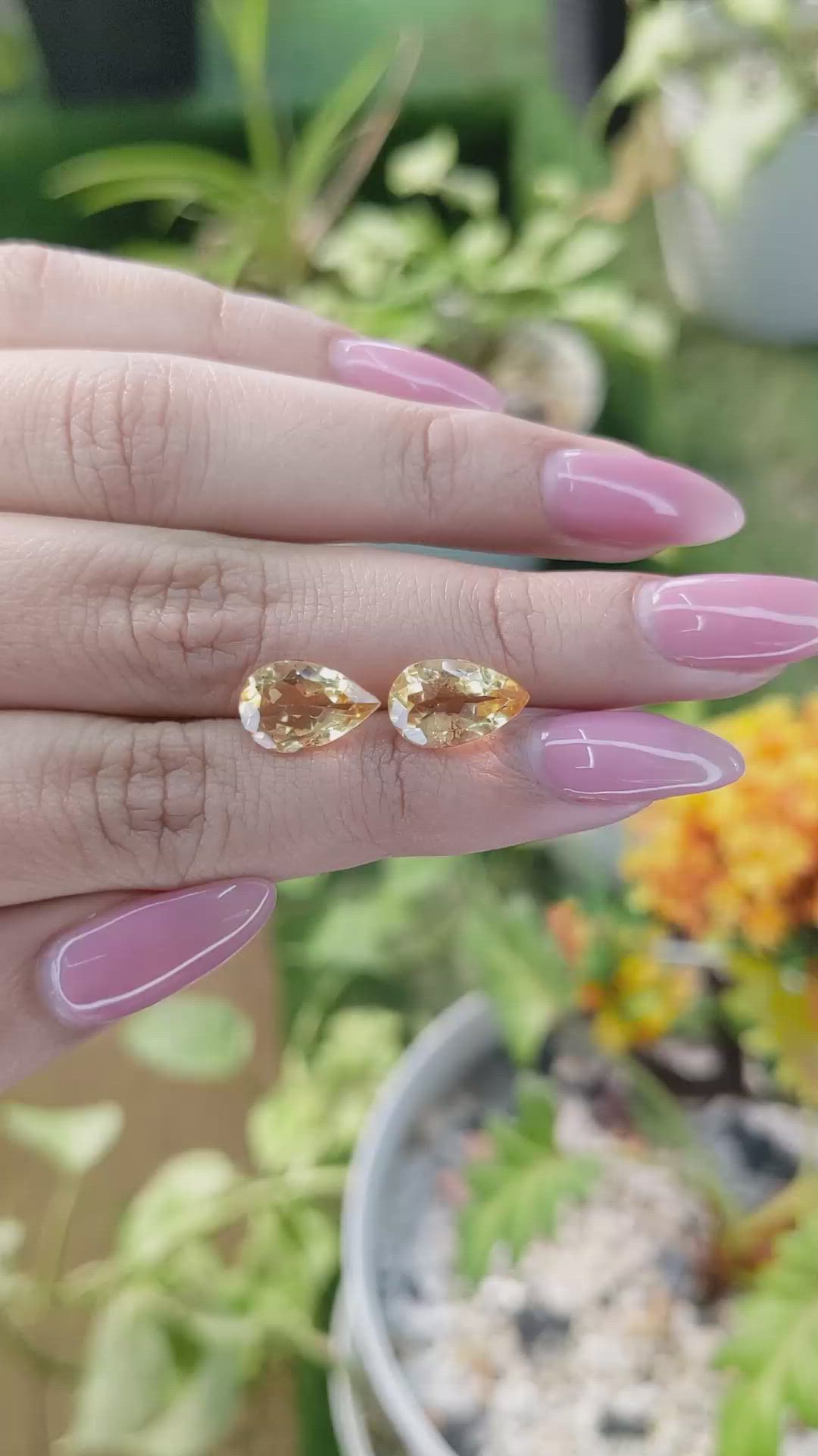 4.75 Ct.Tw.Total Carat Weight Citrine Pair from Brazil Size Video