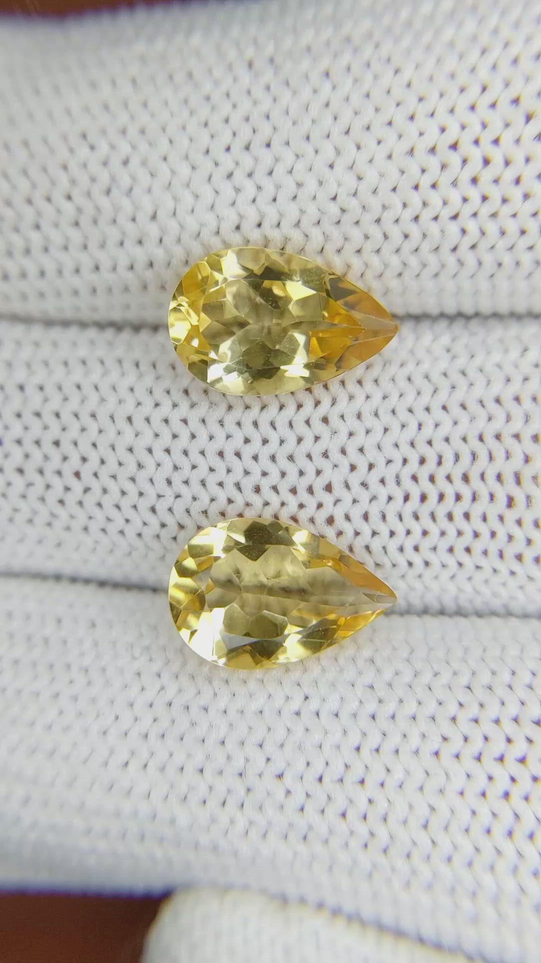 4.75 Ct.Tw.Total Carat Weight Citrine Pair from Brazil Size Video