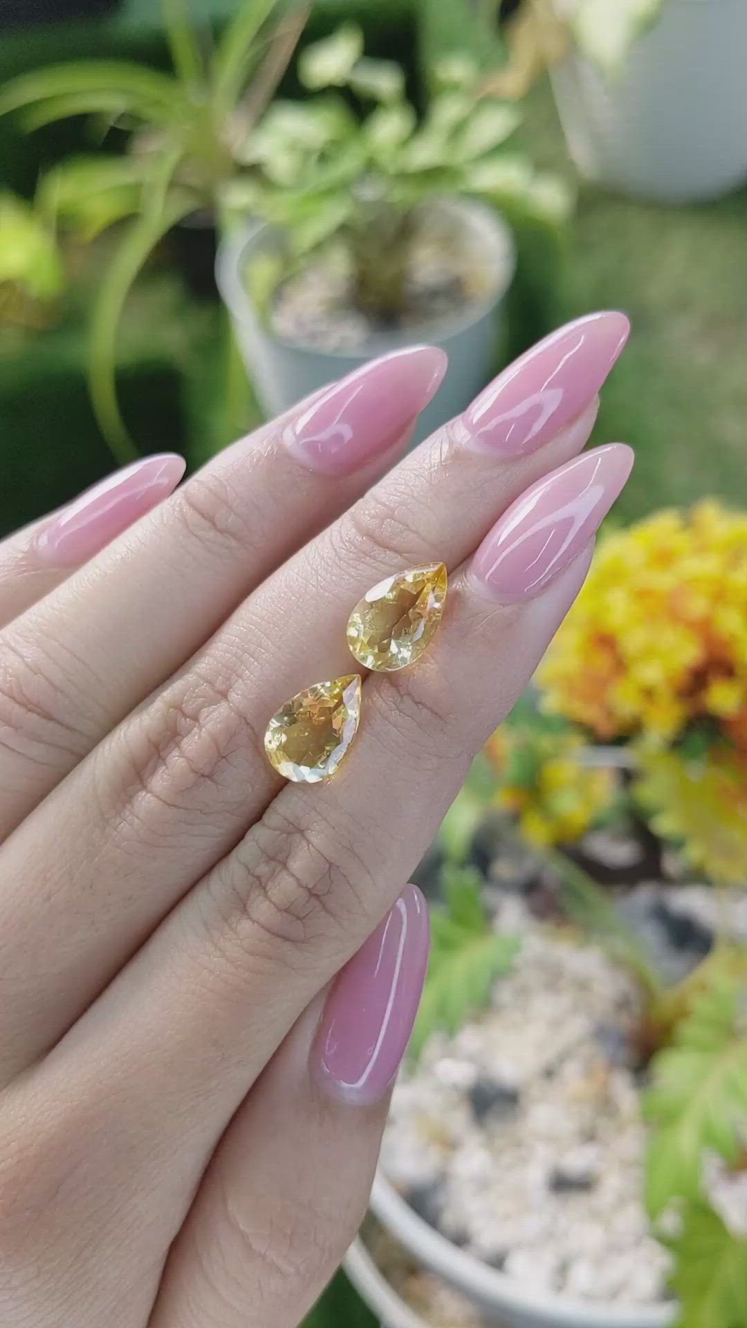 4.75 Ct.Tw.Total Carat Weight Citrine Pair from Brazil Size Video