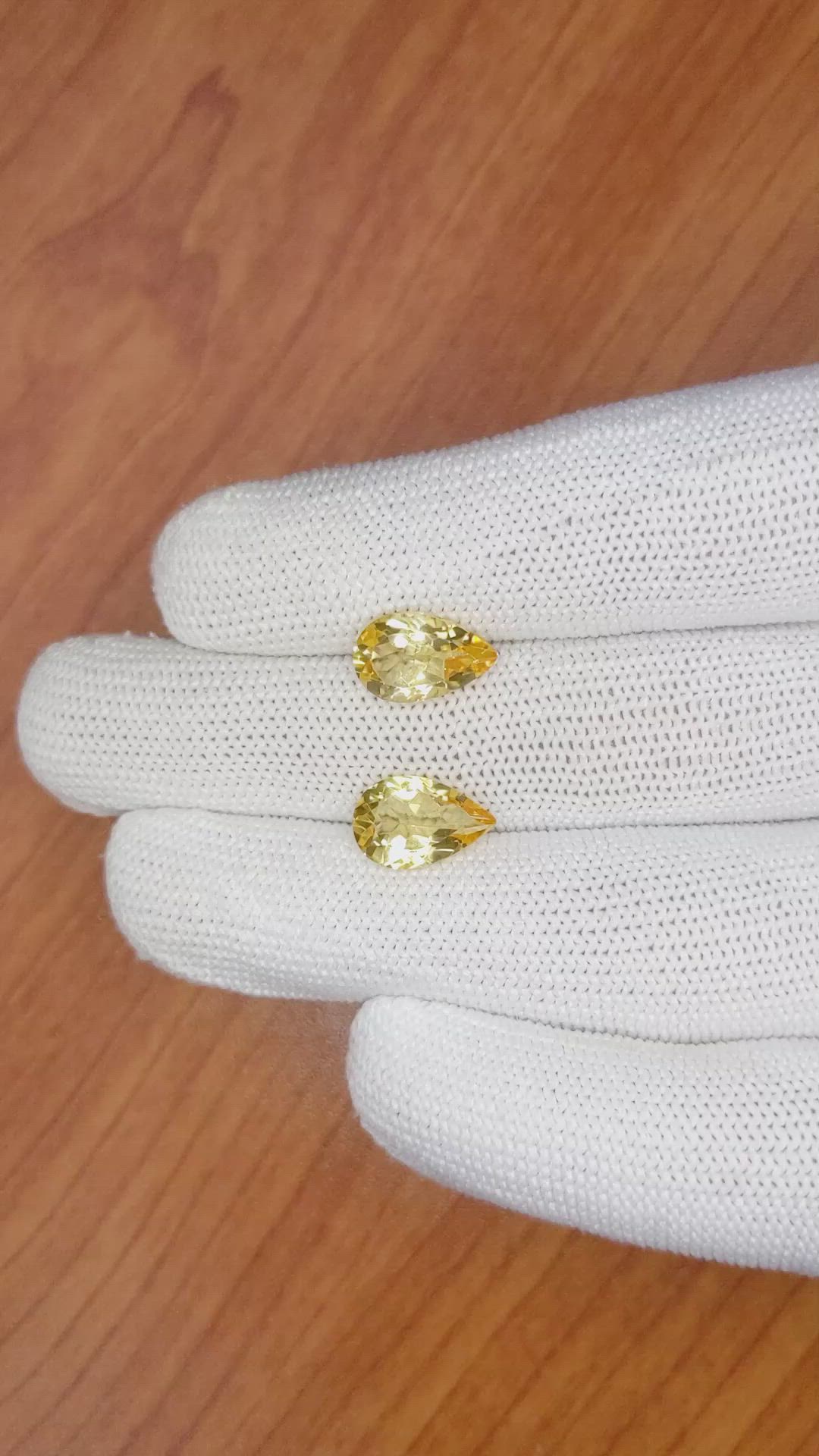 4.75 Ct.Tw.Total Carat Weight Citrine Pair from Brazil Size Video