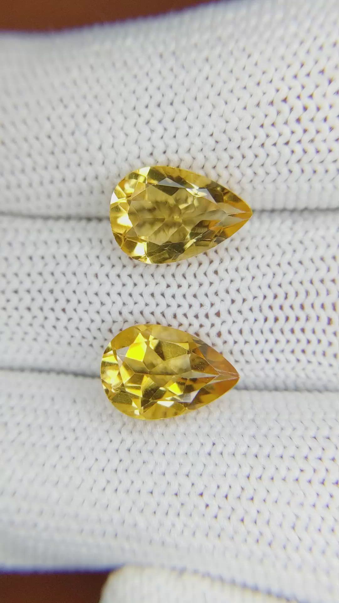5.03 Ct.Tw.Total Carat Weight Citrine Pair from Brazil Size Video