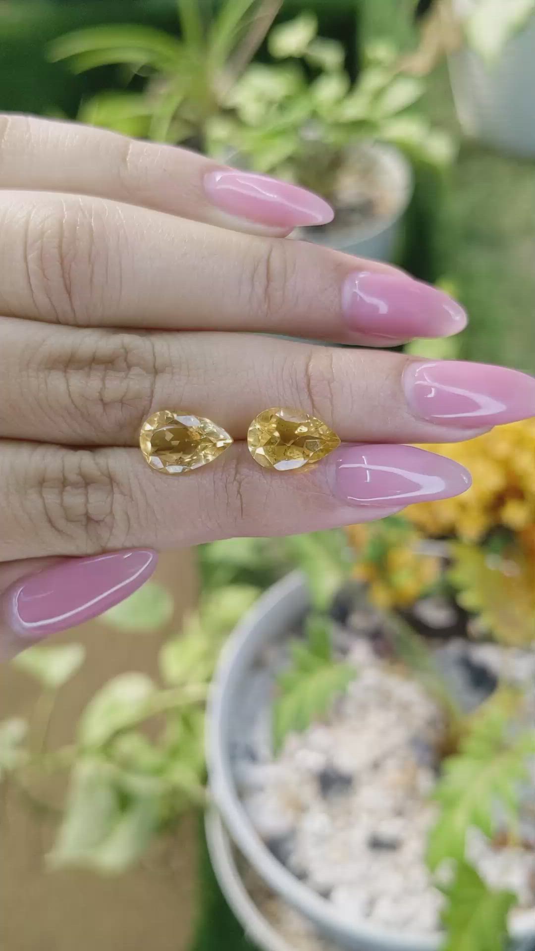 5.03 Ct.Tw.Total Carat Weight Citrine Pair from Brazil Size Video