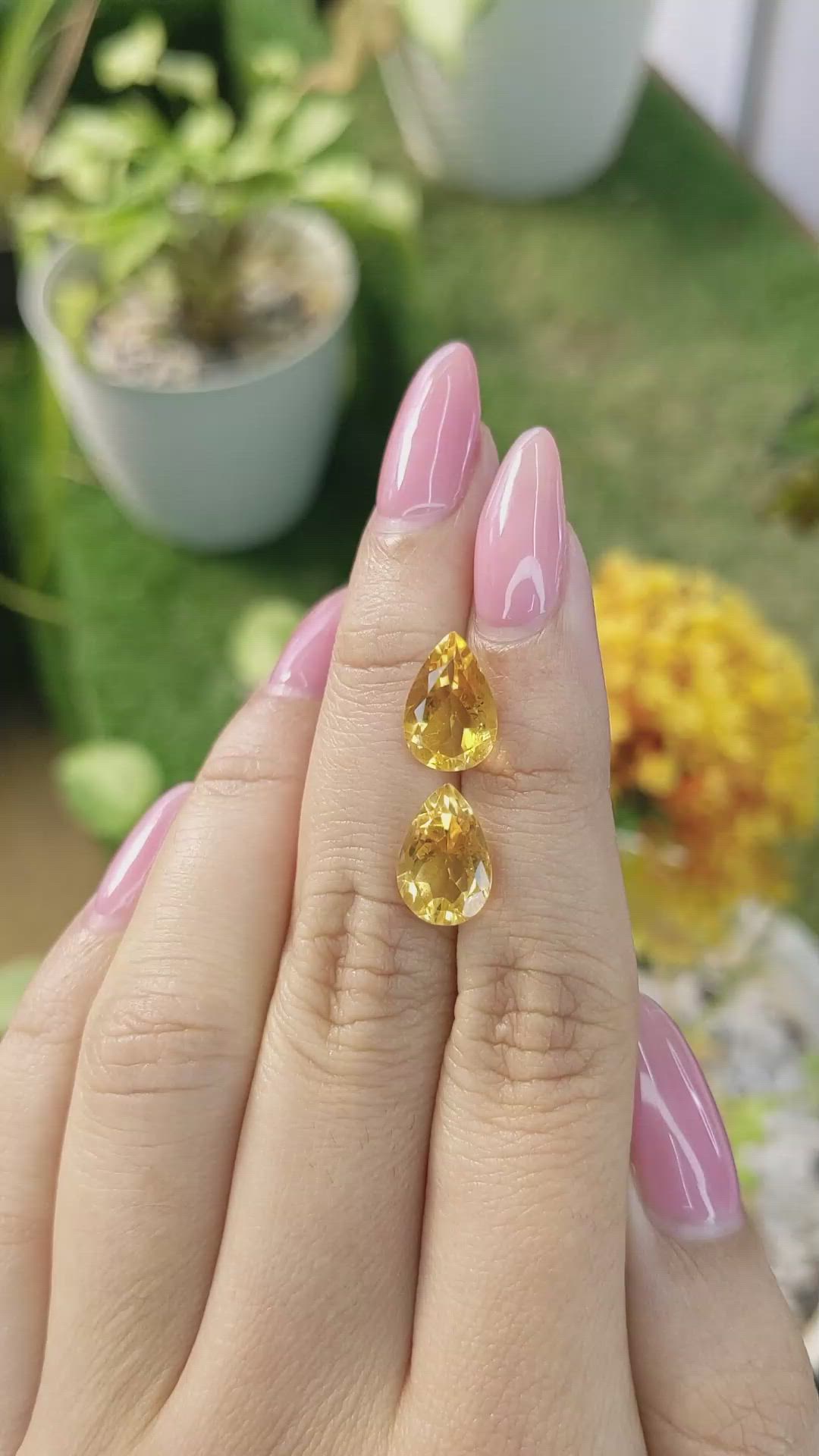 5.30 Ct.Tw.Total Carat Weight Citrine Pair from Brazil Size Video