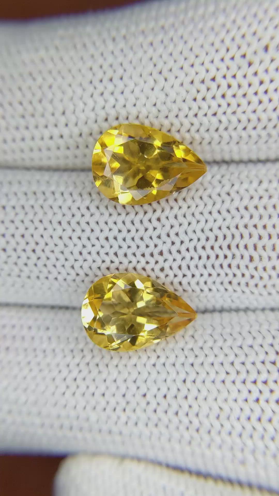 5.29&nbsp;Ct.Tw.Total Carat Weight Yellow Citrine Pair from Brazil Size Video