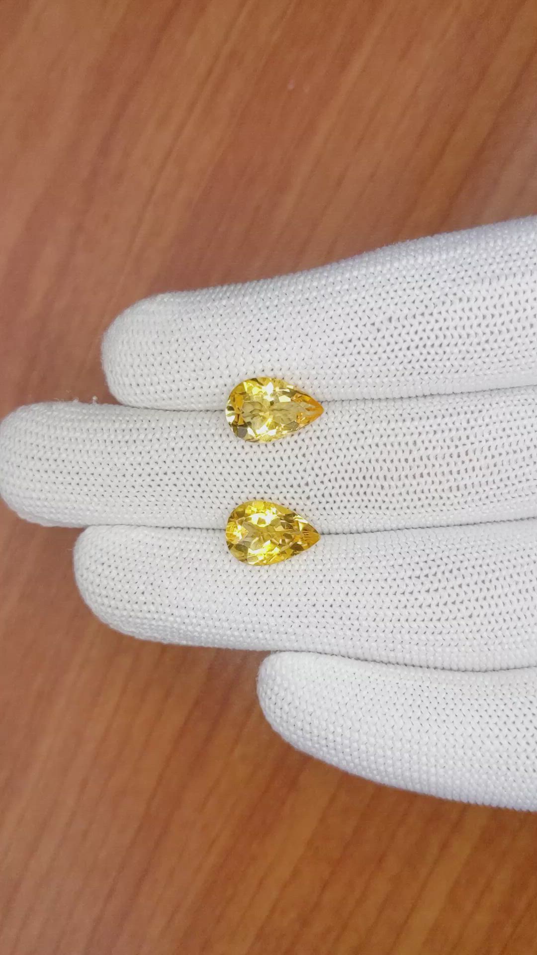 5.29&nbsp;Ct.Tw.Total Carat Weight Yellow Citrine Pair from Brazil Size Video